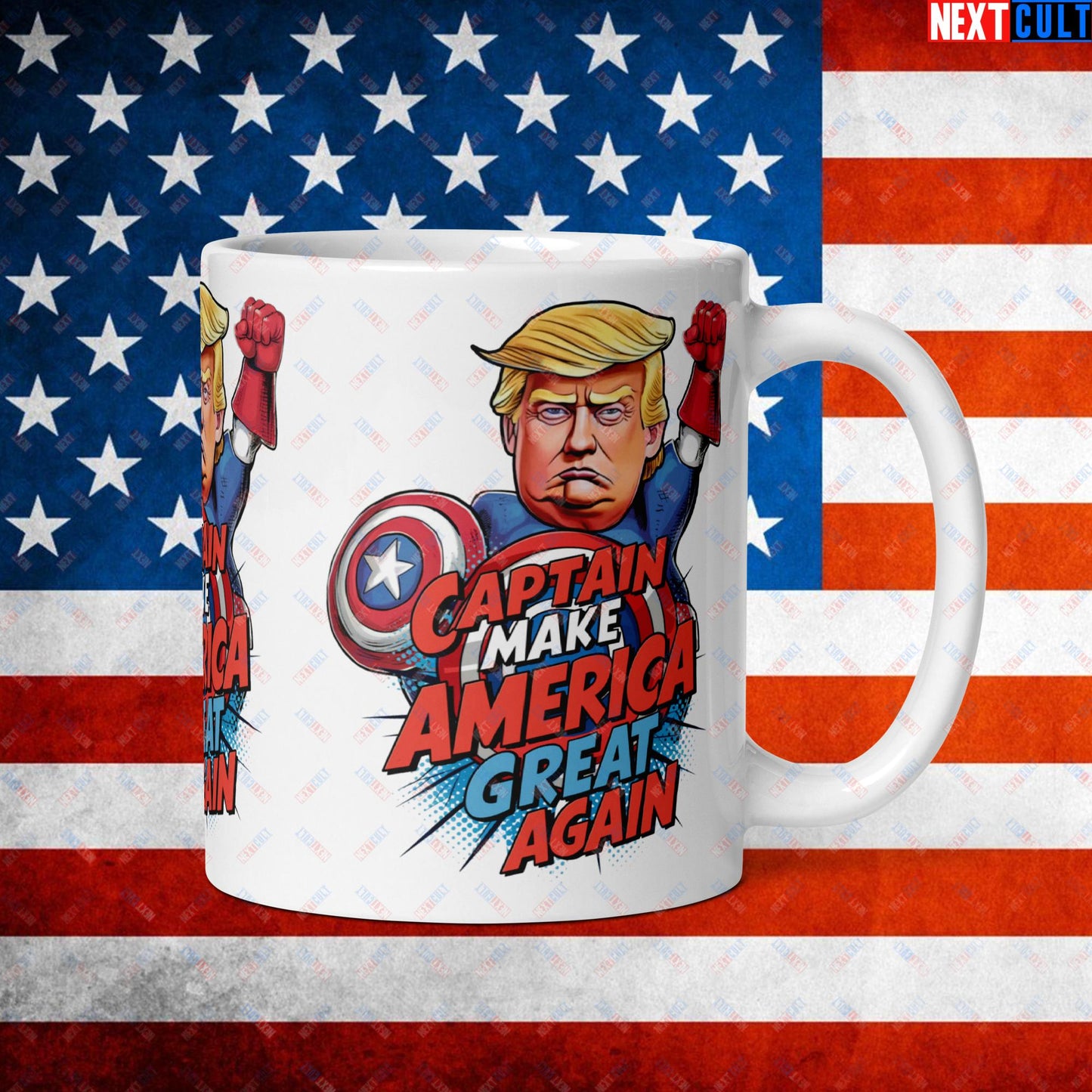 Funny Donald Trump Captain Make America Great Again MAGA White glossy mug Default Title Mugs Conspiracy Theories Donald Trump Politics Republicans Next Cult Brand