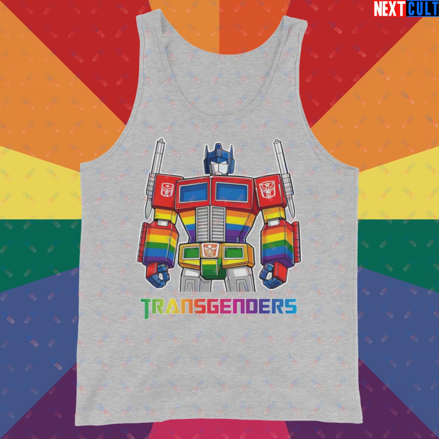 Funny Transgenders Transformers LGBTQ+ Pride Tank Top Athletic Heather Tank Tops LGBTQ+ Movies Transformers Next Cult Brand