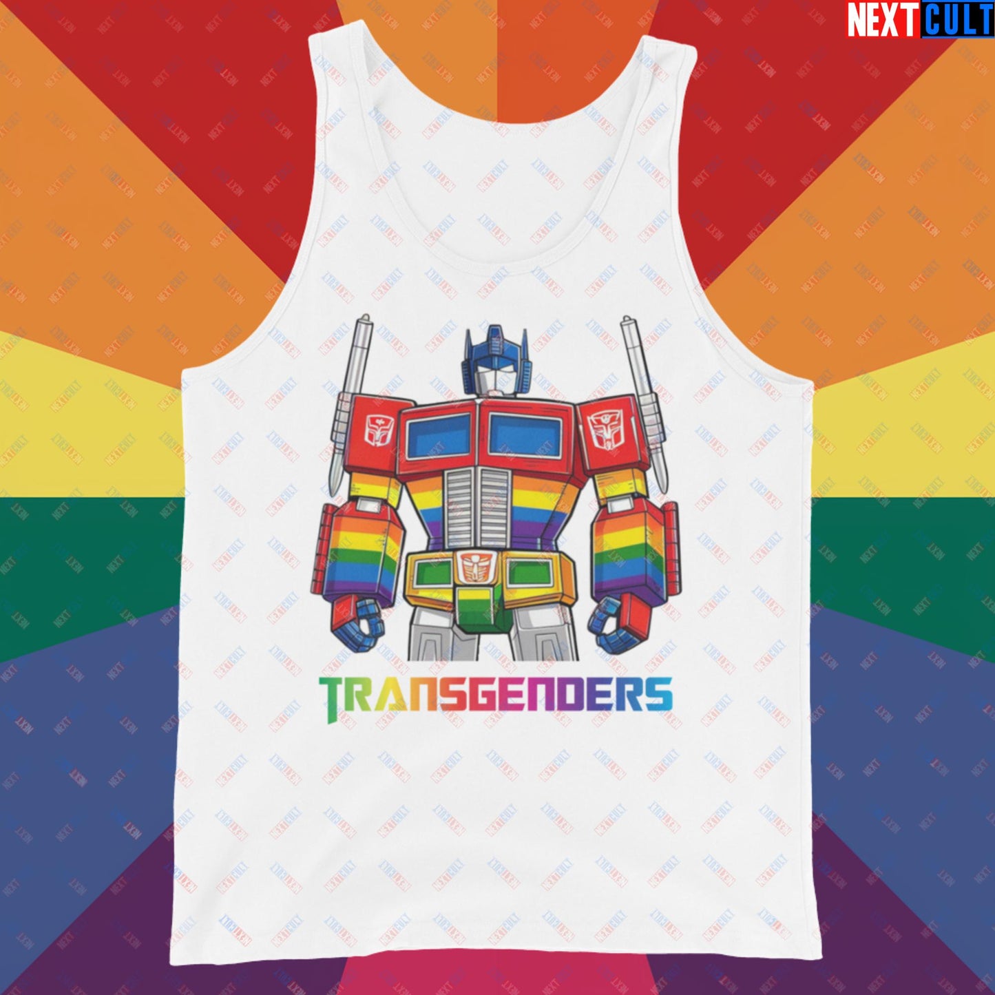 Funny Transgenders Transformers LGBTQ+ Pride Tank Top White Tank Tops LGBTQ+ Movies Transformers Next Cult Brand