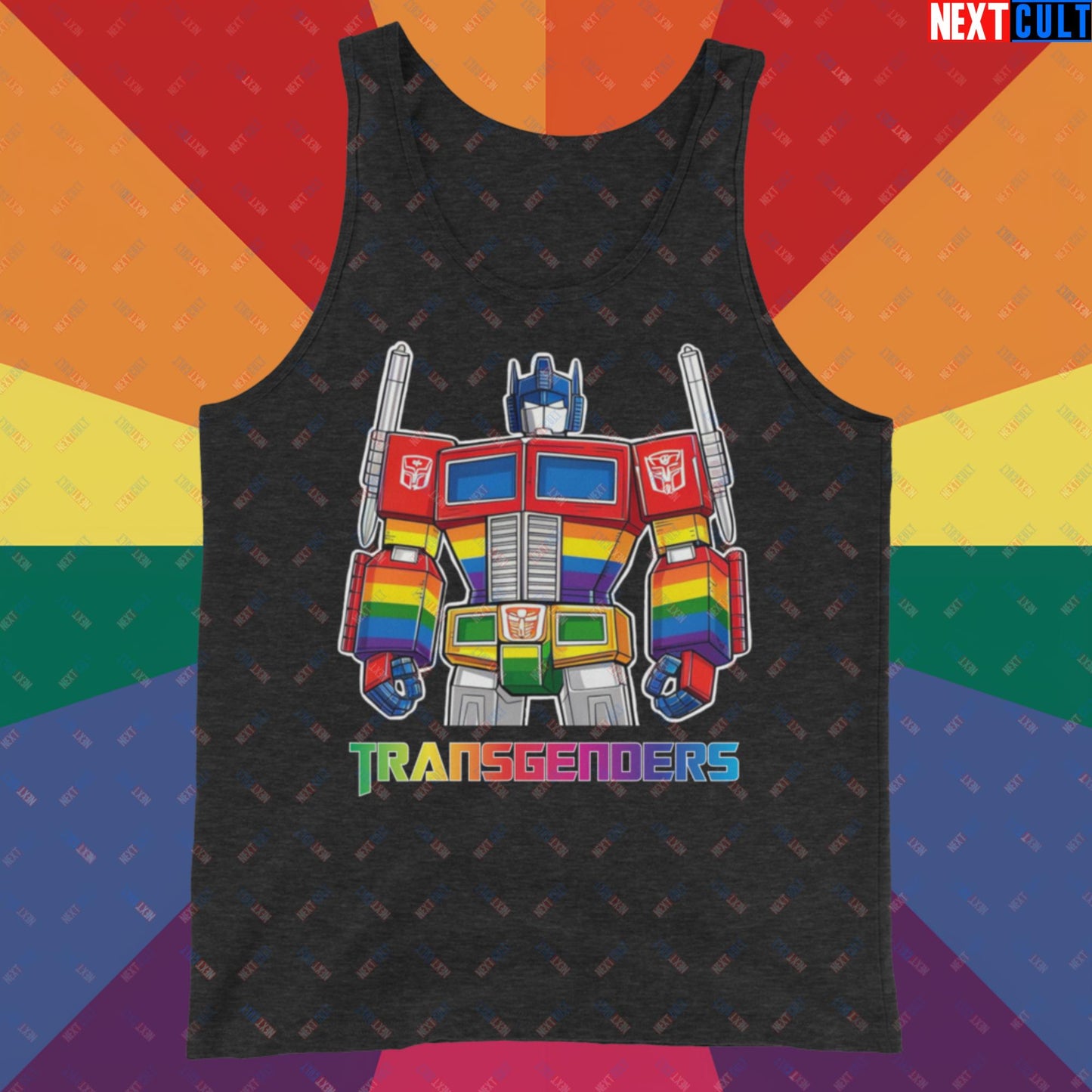 Funny Transgenders Transformers LGBTQ+ Pride Tank Top Charcoal-Black Triblend Tank Tops LGBTQ+ Movies Transformers Next Cult Brand