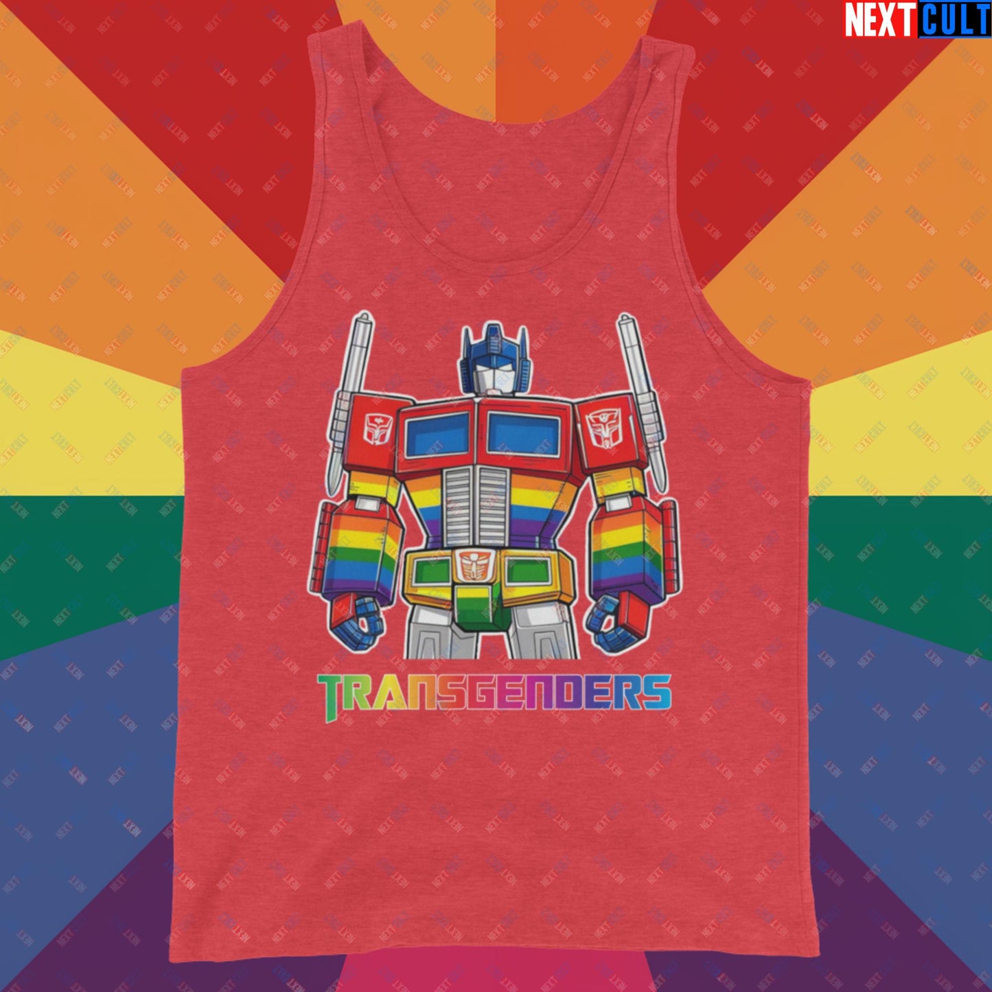 Funny Transgenders Transformers LGBTQ+ Pride Tank Top Red Triblend Tank Tops LGBTQ+ Movies Transformers Next Cult Brand
