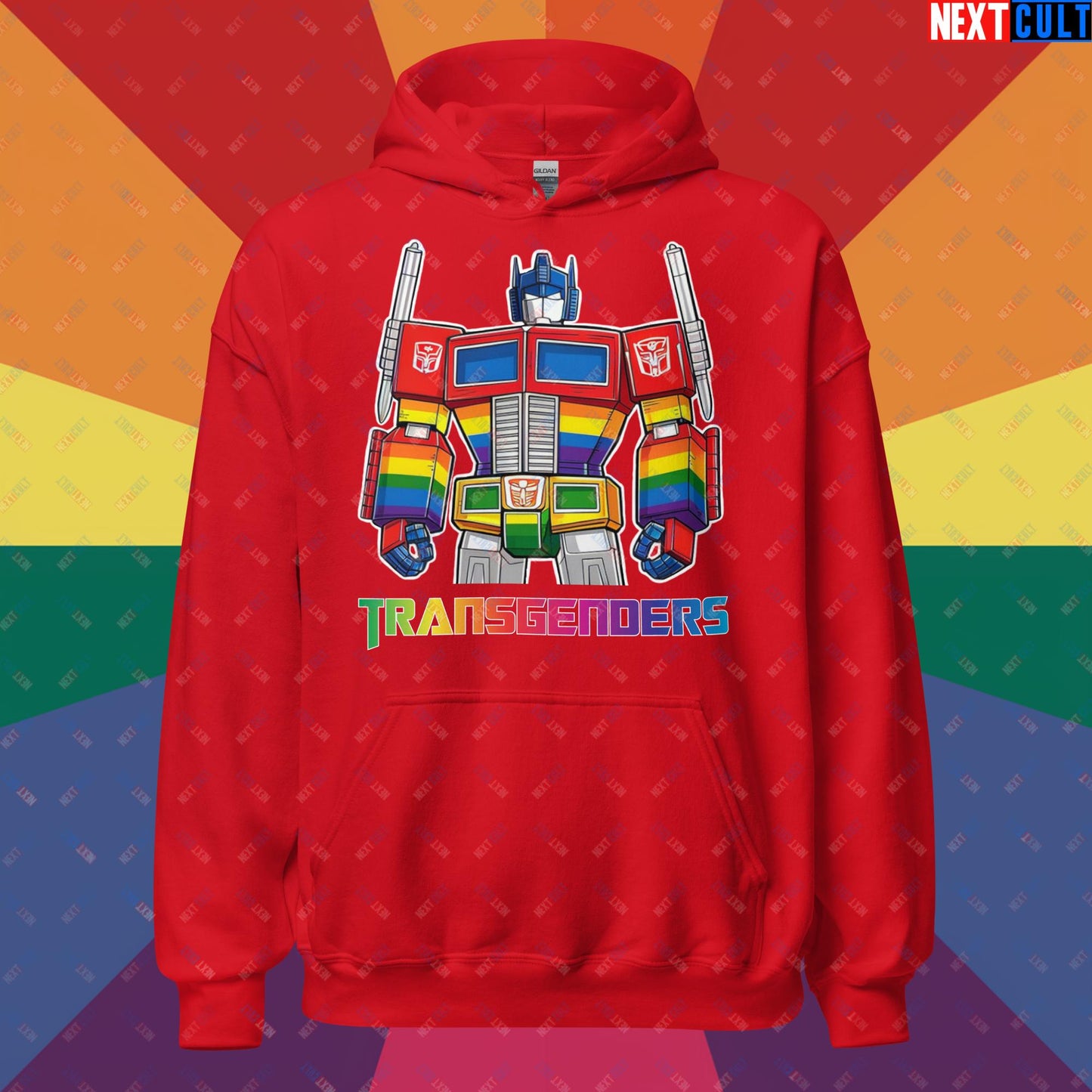 Funny Transgenders Transformers LGBTQ+ Pride Unisex Hoodie Red Hoodies LGBTQ+ Movies Transformers Next Cult Brand