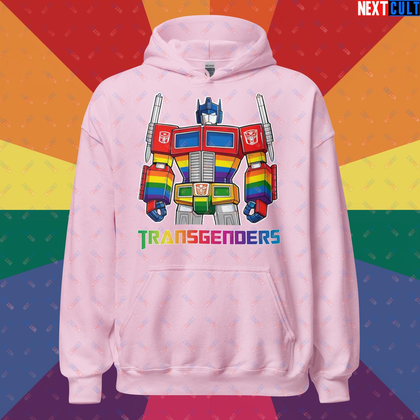 Funny Transgenders Transformers LGBTQ+ Pride Unisex Hoodie Light Pink Hoodies LGBTQ+ Movies Transformers Next Cult Brand