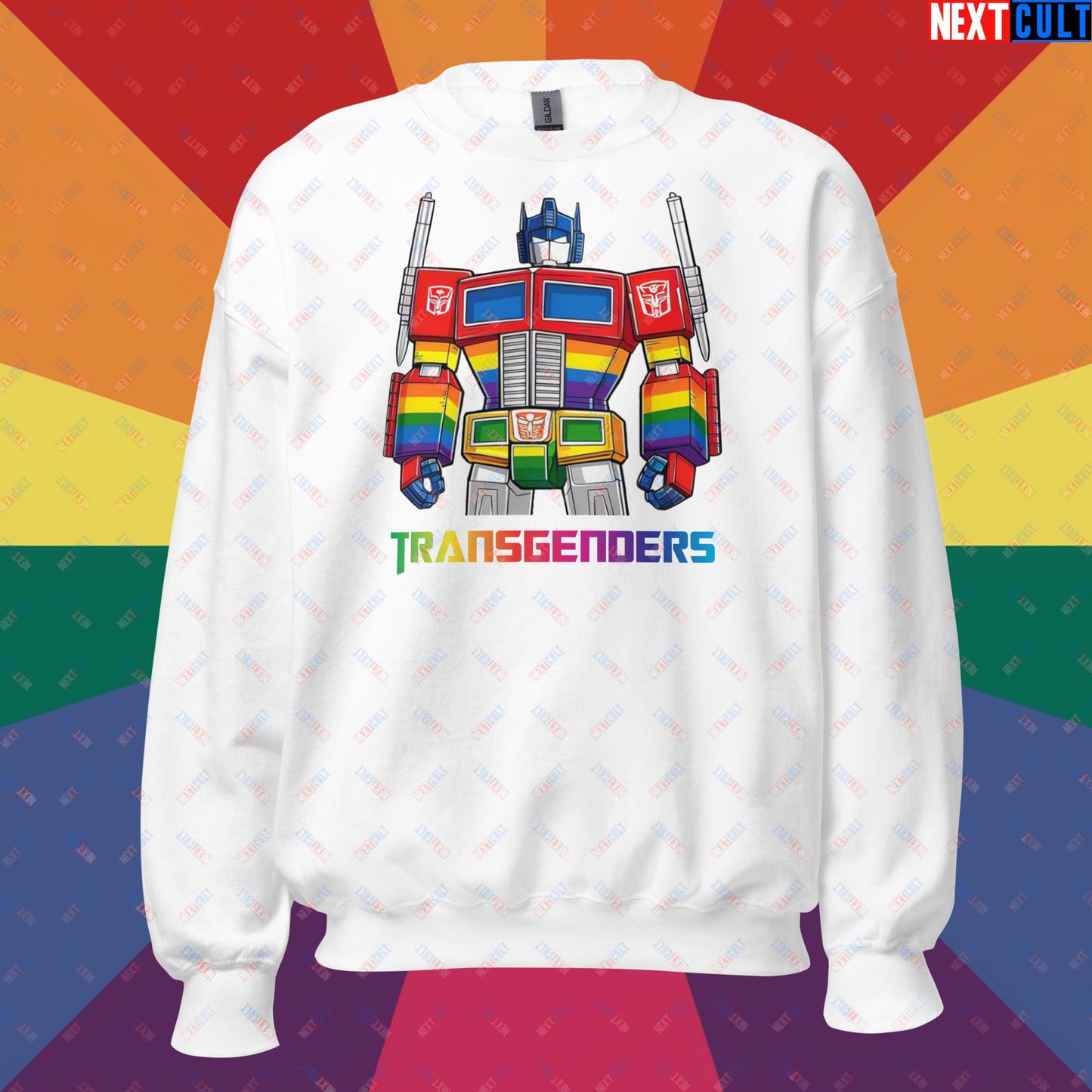 Funny Transgenders Transformers LGBTQ+ Pride Unisex Sweatshirt White Sweatshirts LGBTQ+ Movies Transformers Next Cult Brand