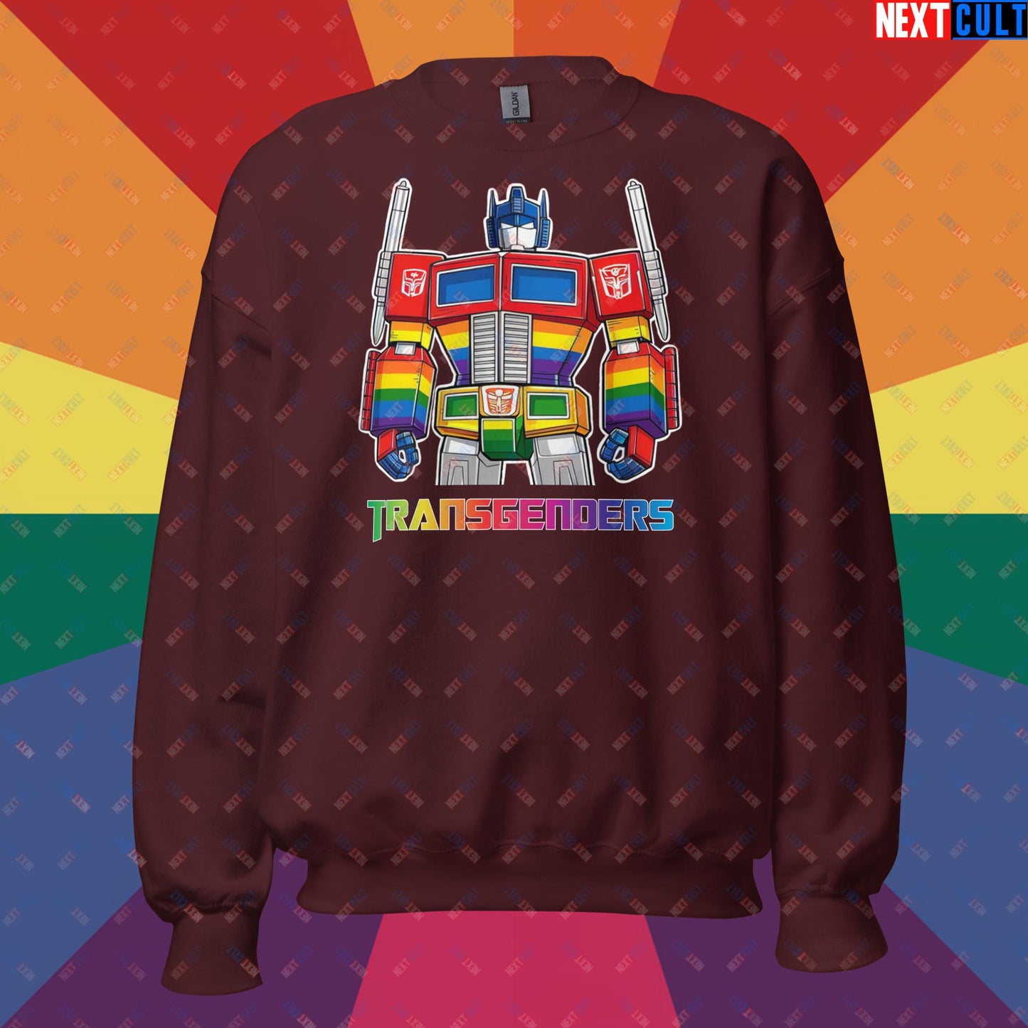 Funny Transgenders Transformers LGBTQ+ Pride Unisex Sweatshirt Maroon Sweatshirts LGBTQ+ Movies Transformers Next Cult Brand