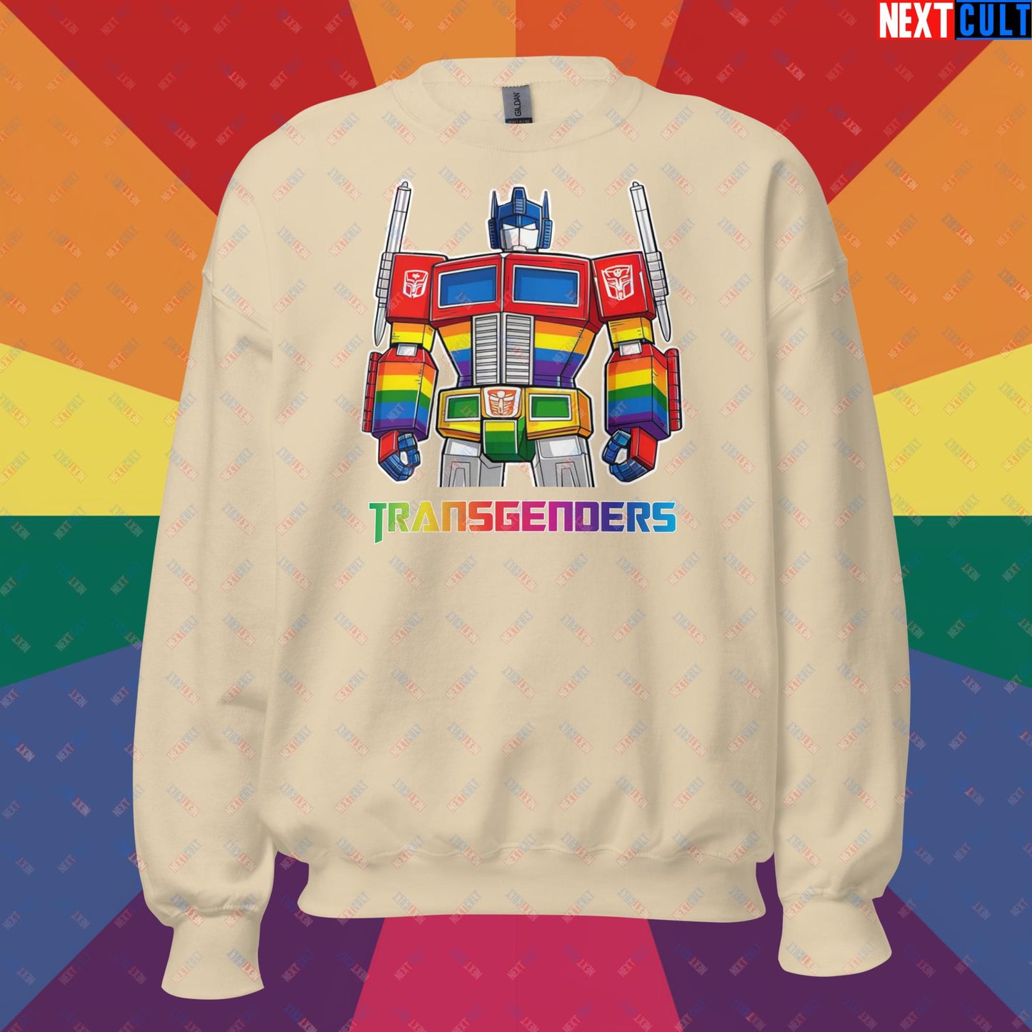Funny Transgenders Transformers LGBTQ+ Pride Unisex Sweatshirt Sand Sweatshirts LGBTQ+ Movies Transformers Next Cult Brand