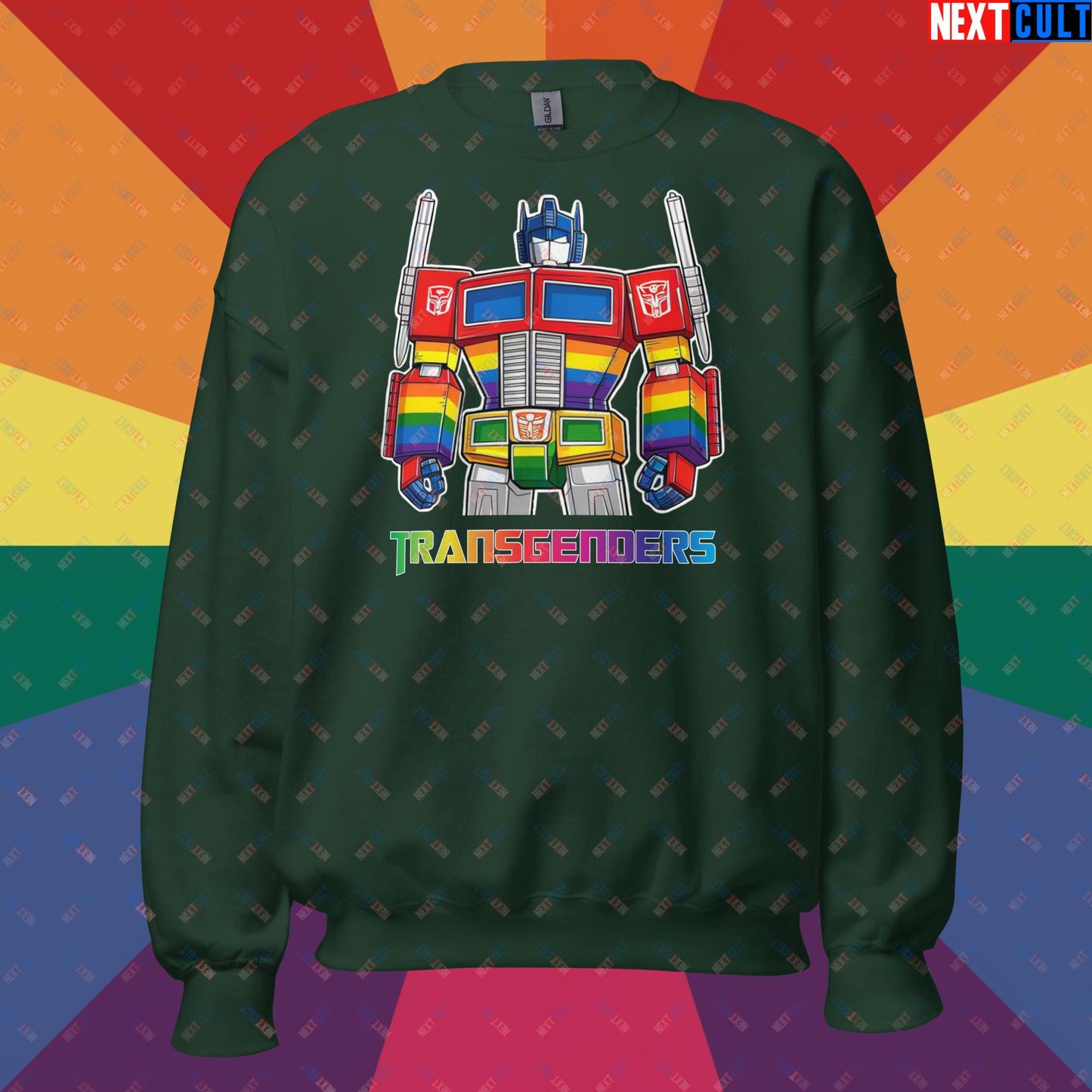 Funny Transgenders Transformers LGBTQ+ Pride Unisex Sweatshirt Forest Green Sweatshirts LGBTQ+ Movies Transformers Next Cult Brand