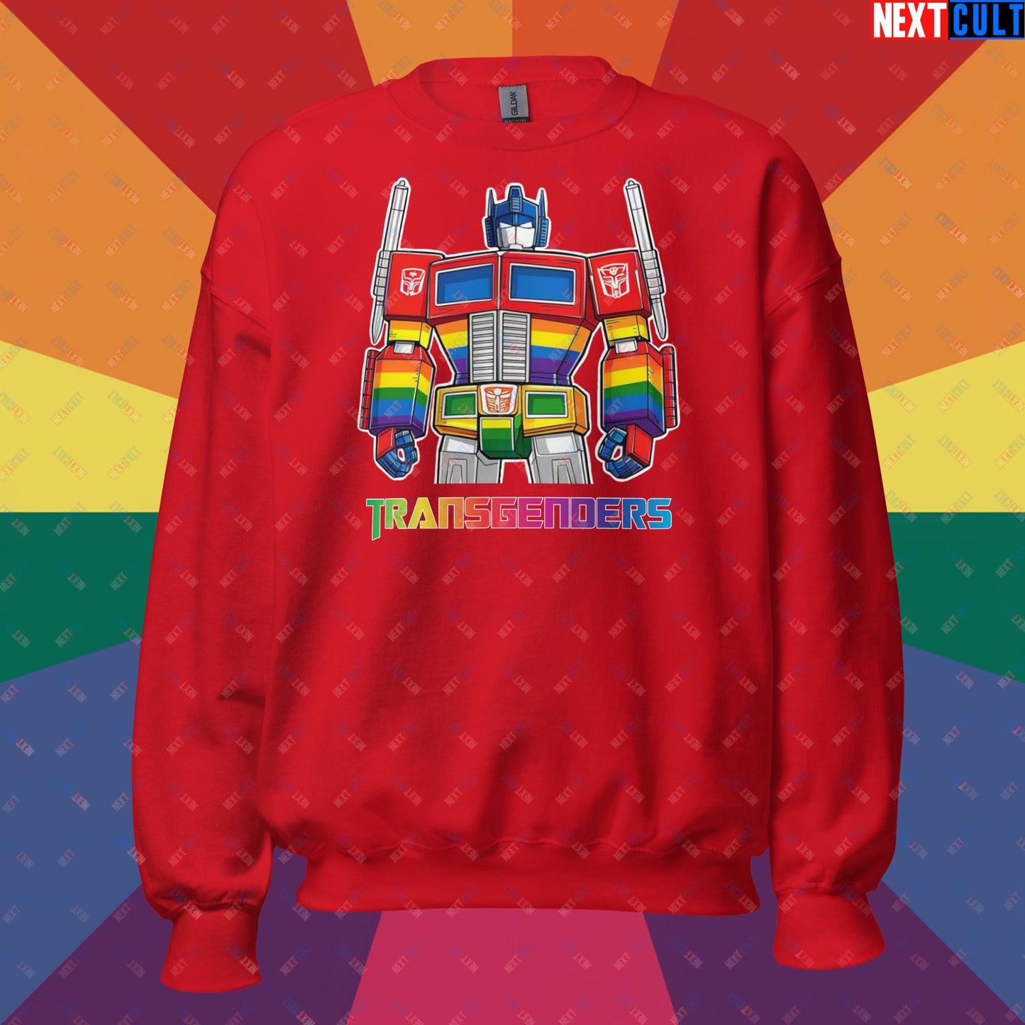 Funny Transgenders Transformers LGBTQ+ Pride Unisex Sweatshirt Red Sweatshirts LGBTQ+ Movies Transformers Next Cult Brand