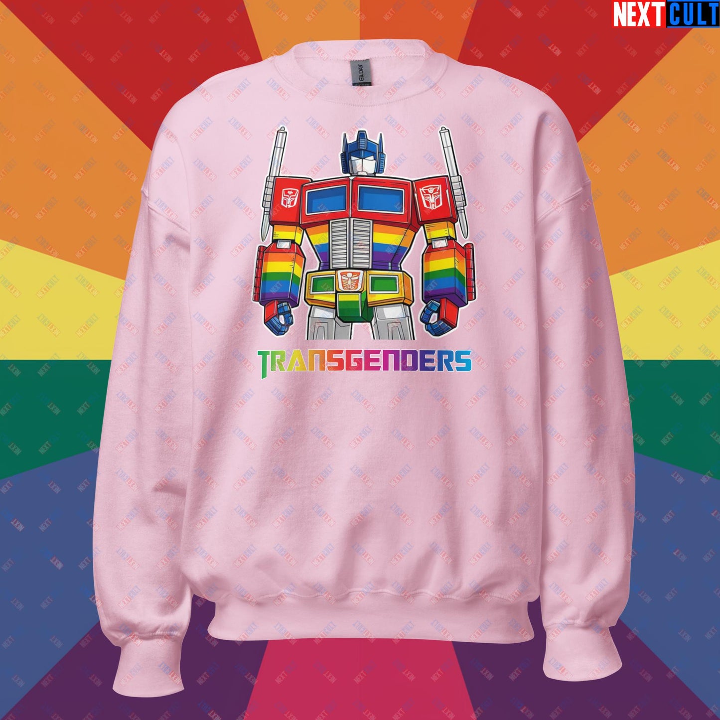 Funny Transgenders Transformers LGBTQ+ Pride Unisex Sweatshirt Light Pink Sweatshirts LGBTQ+ Movies Transformers Next Cult Brand