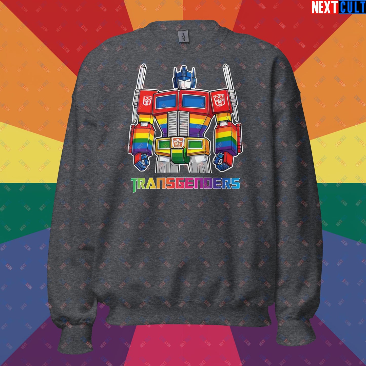 Funny Transgenders Transformers LGBTQ+ Pride Unisex Sweatshirt Dark Heather Sweatshirts LGBTQ+ Movies Transformers Next Cult Brand