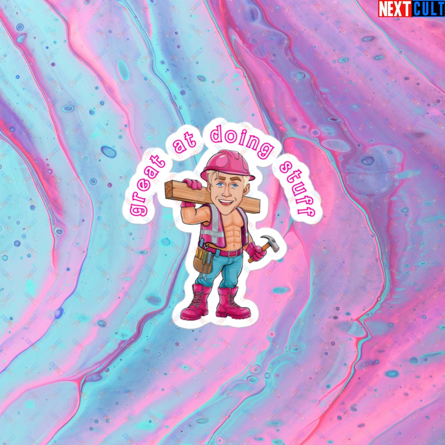 Great at Doing Stuff Ken Barbie Movie Ryan Gosling Funny Bubble-free stickers 3″×3″ Stickers Next Cult Brand