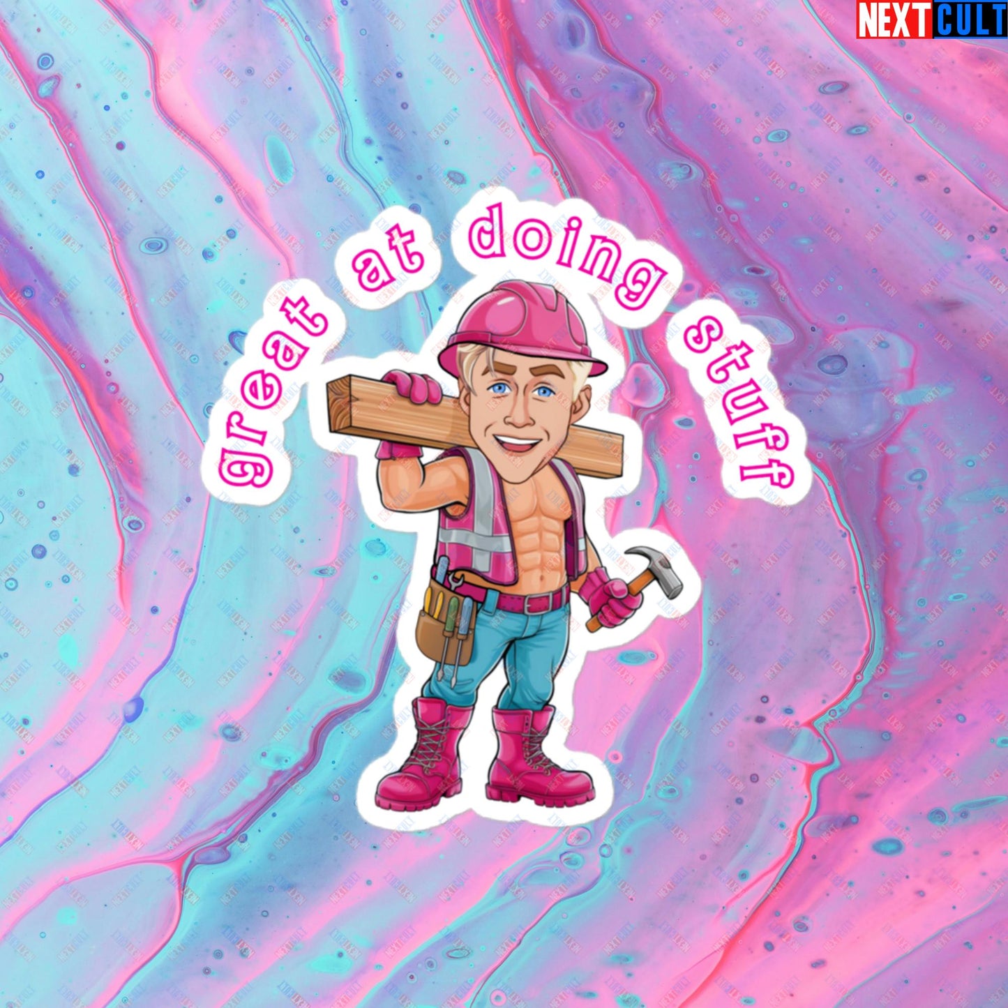 Great at Doing Stuff Ken Barbie Movie Ryan Gosling Funny Bubble-free stickers 4″×4″ Stickers Next Cult Brand