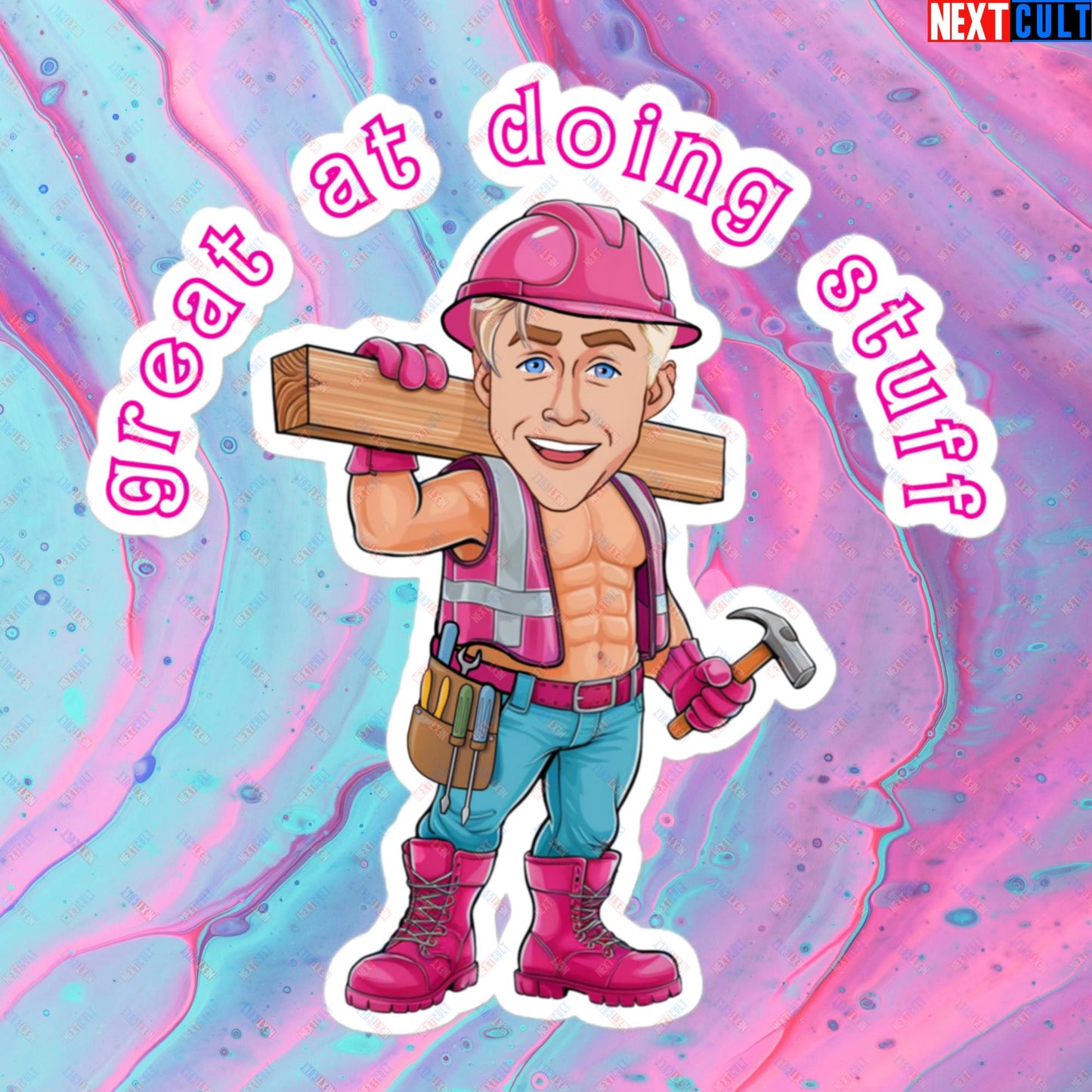Great at Doing Stuff Ken Barbie Movie Ryan Gosling Funny Bubble-free stickers 5.5″×5.5″ Stickers Next Cult Brand