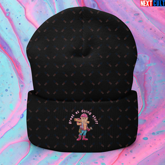 Great at Doing Stuff Ken Barbie Movie Ryan Gosling Funny Cuffed Beanie Black Hats Next Cult Brand