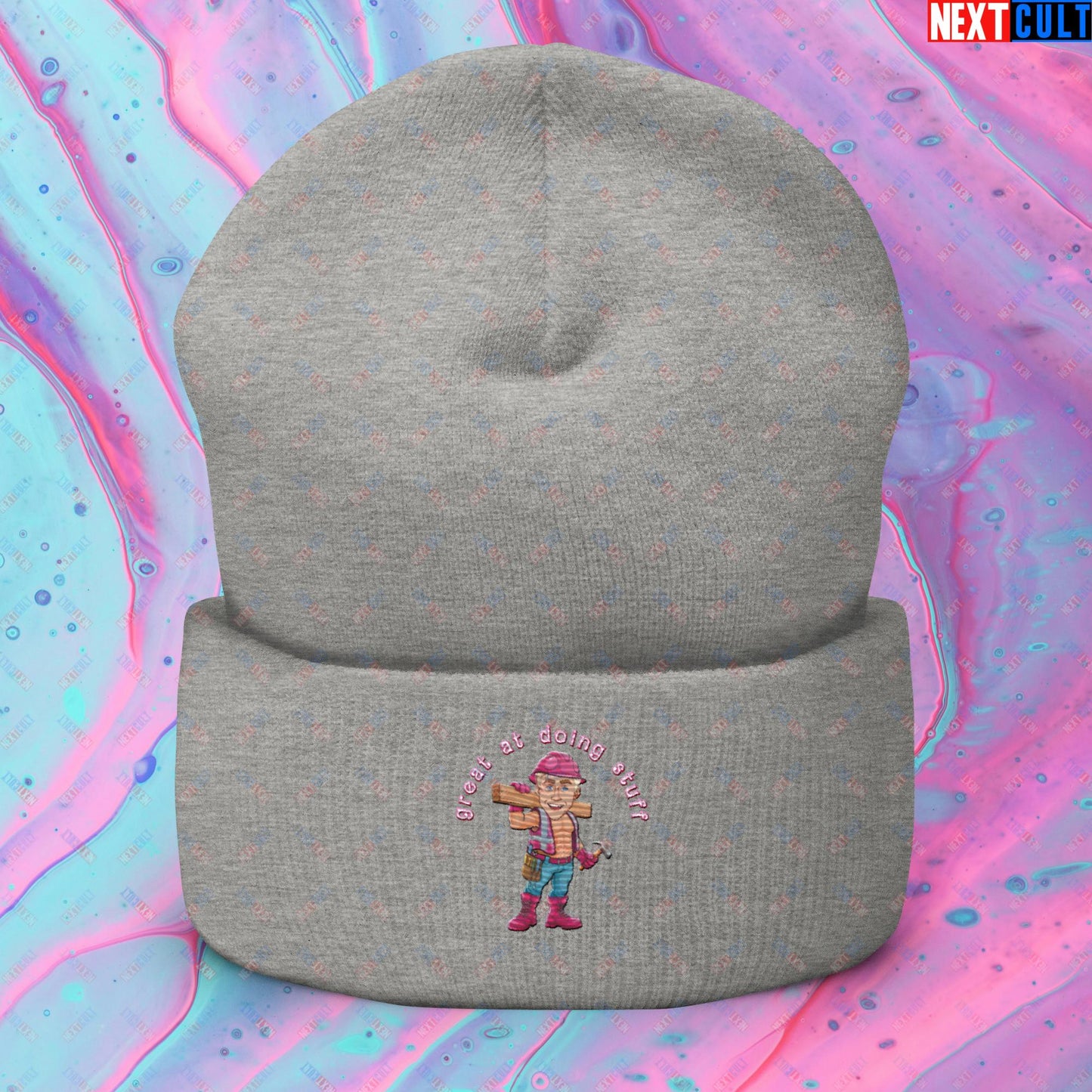 Great at Doing Stuff Ken Barbie Movie Ryan Gosling Funny Cuffed Beanie Heather Grey Hats Next Cult Brand