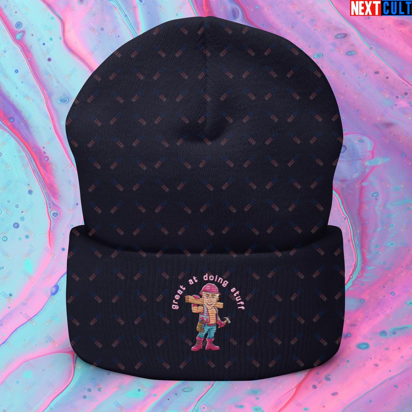 Great at Doing Stuff Ken Barbie Movie Ryan Gosling Funny Cuffed Beanie Navy Hats Next Cult Brand