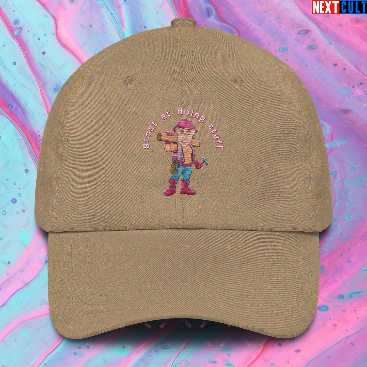 Great at Doing Stuff Ken Barbie Movie Ryan Gosling Funny Dad hat Khaki Hats Next Cult Brand