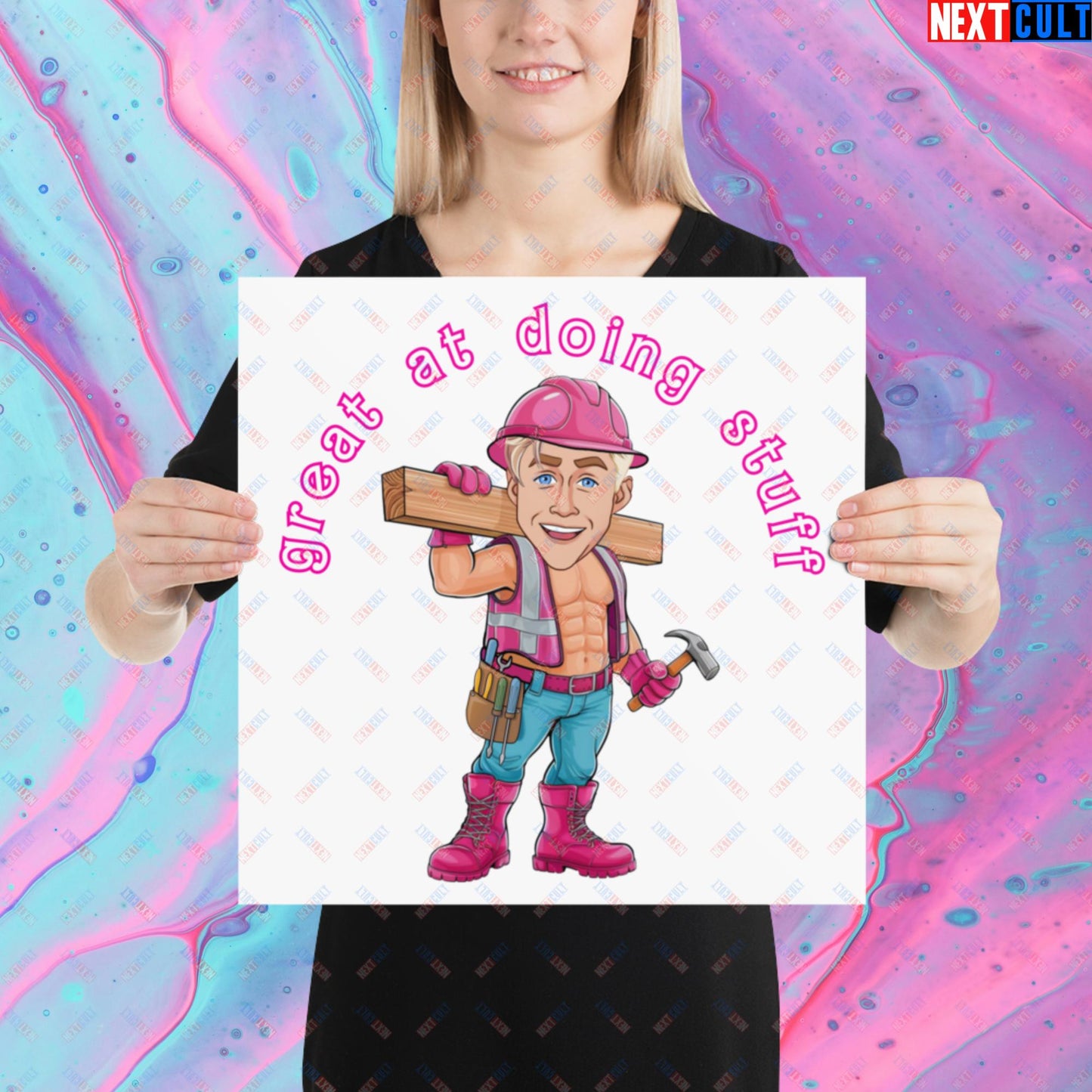 Great at Doing Stuff Ken Barbie Movie Ryan Gosling Funny Poster 16″×16″ Posters Next Cult Brand
