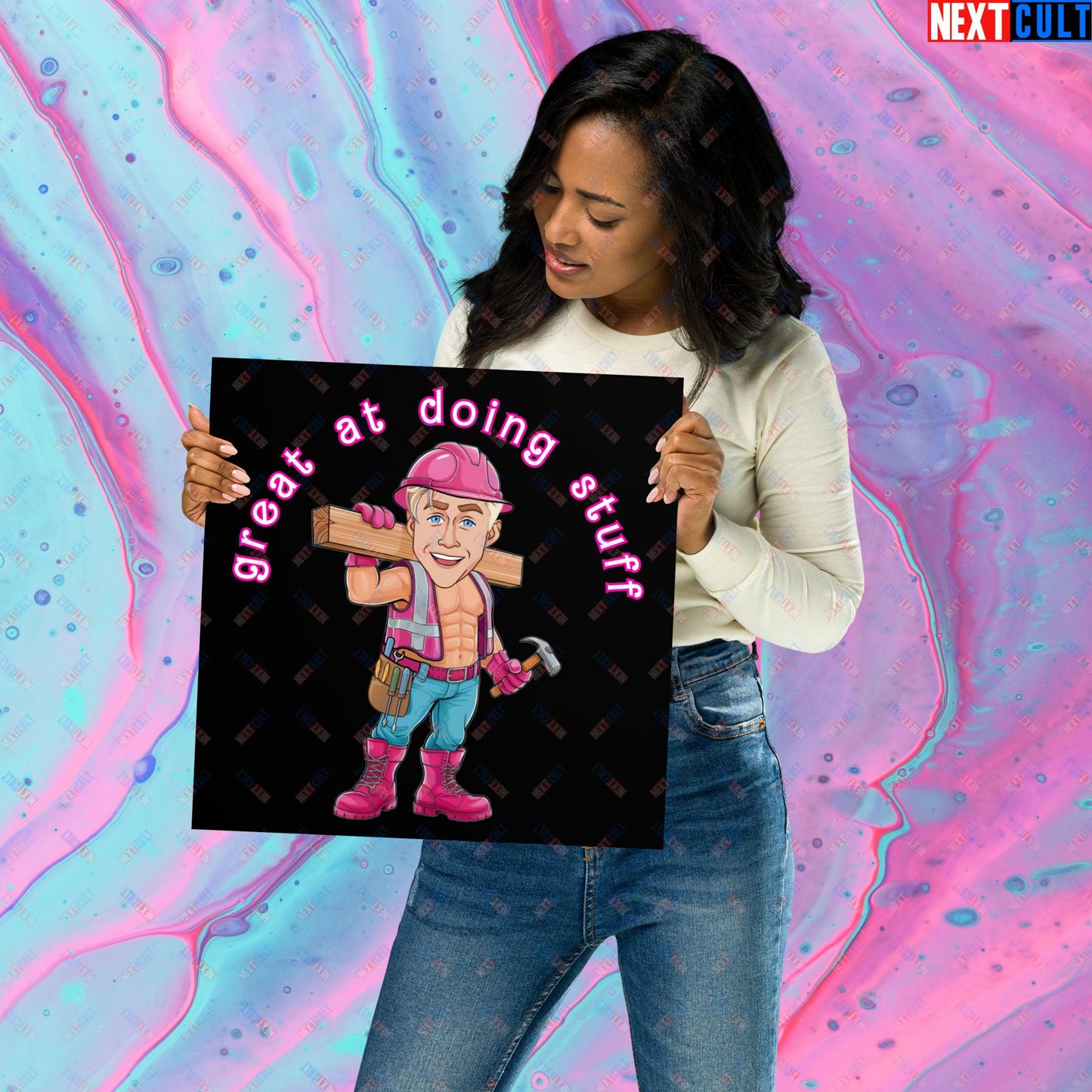 Great at Doing Stuff Ken Barbie Movie Ryan Gosling Funny Poster 14″×14″ Posters Next Cult Brand