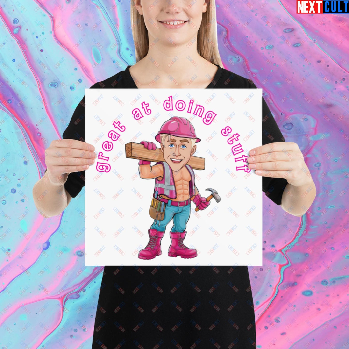 Great at Doing Stuff Ken Barbie Movie Ryan Gosling Funny Poster 14″×14″ Posters Next Cult Brand