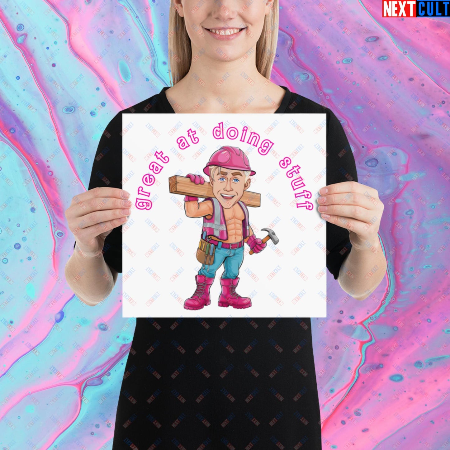 Great at Doing Stuff Ken Barbie Movie Ryan Gosling Funny Poster 12″×12″ Posters Next Cult Brand