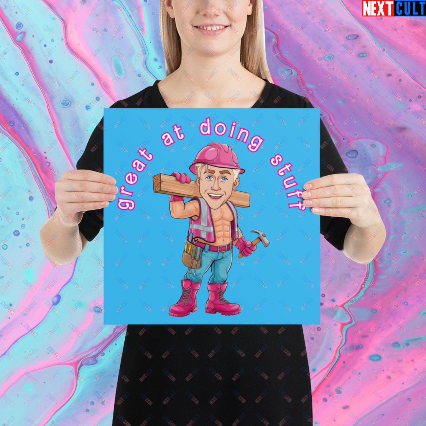 Great at Doing Stuff Ken Barbie Movie Ryan Gosling Funny Poster 14″×14″ Posters Next Cult Brand