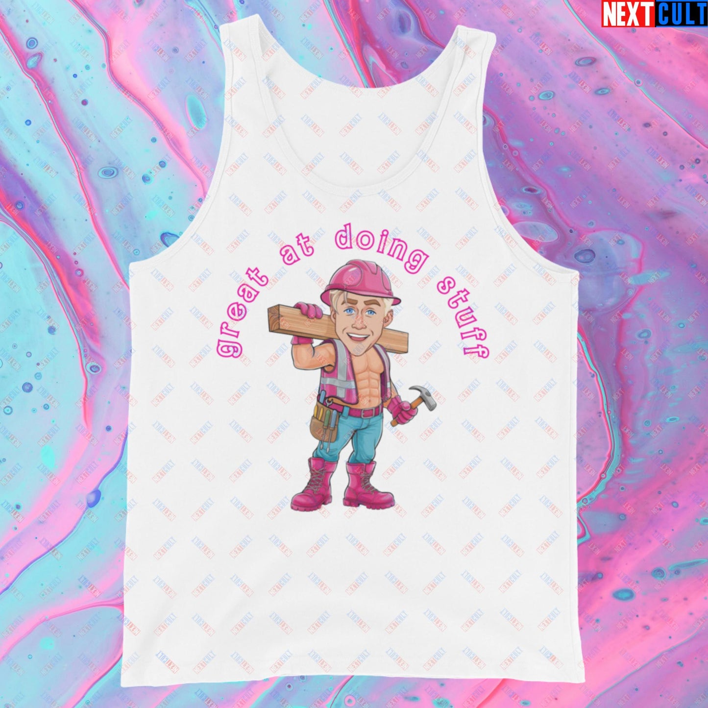 Great at Doing Stuff Ken Barbie Movie Ryan Gosling Funny Tank Top White Tank Tops Next Cult Brand
