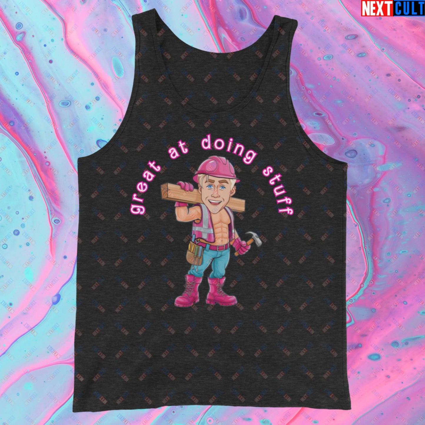 Great at Doing Stuff Ken Barbie Movie Ryan Gosling Funny Tank Top Charcoal-Black Triblend Tank Tops Next Cult Brand