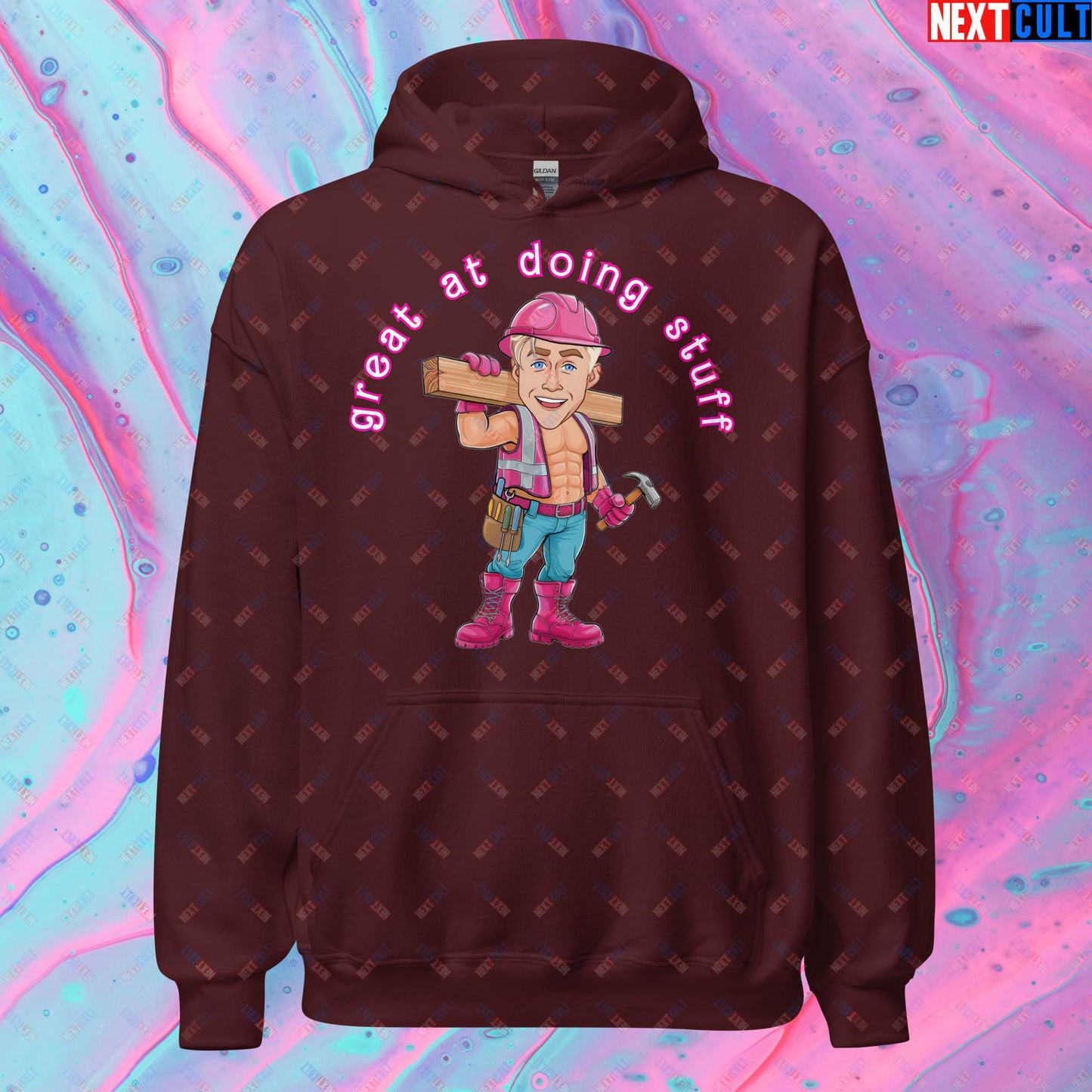 Great at Doing Stuff Ken Barbie Movie Ryan Gosling Funny Unisex Hoodie Maroon Hoodies Next Cult Brand