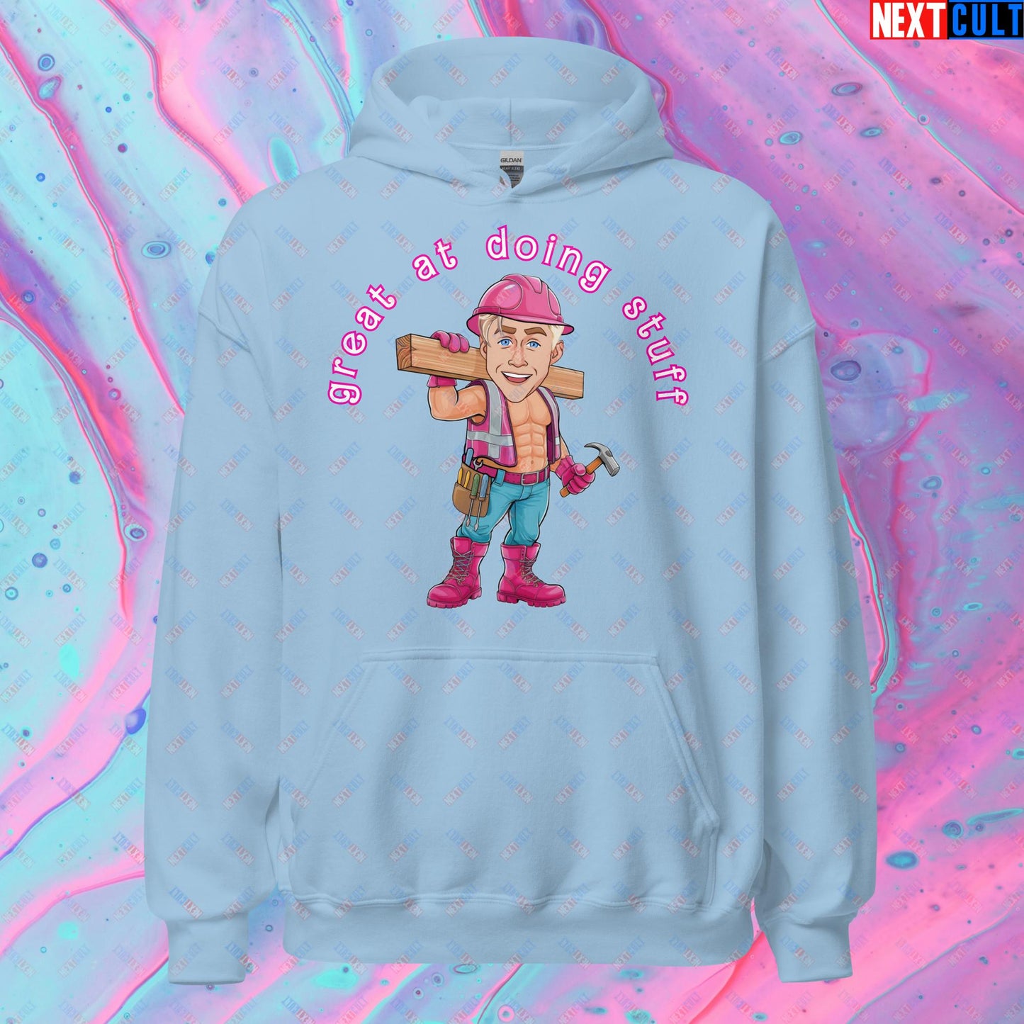 Great at Doing Stuff Ken Barbie Movie Ryan Gosling Funny Unisex Hoodie Light Blue Hoodies Next Cult Brand