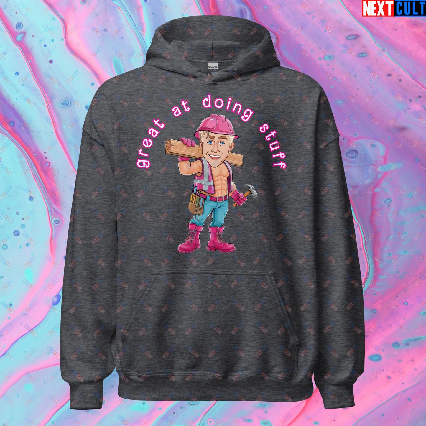 Great at Doing Stuff Ken Barbie Movie Ryan Gosling Funny Unisex Hoodie Dark Heather Hoodies Next Cult Brand