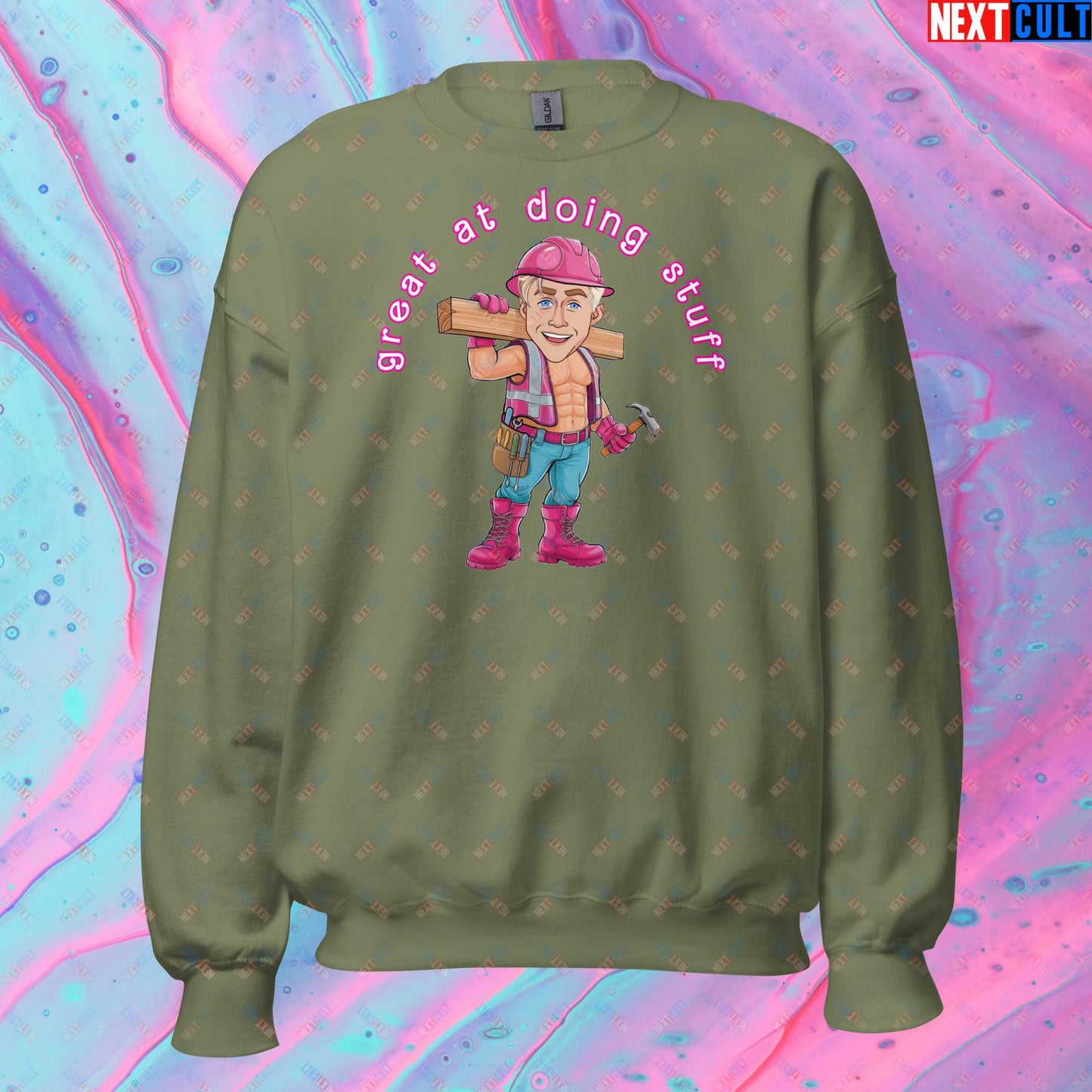 Great at Doing Stuff Ken Barbie Movie Ryan Gosling Funny Unisex Sweatshirt Military Green Sweatshirts Next Cult Brand