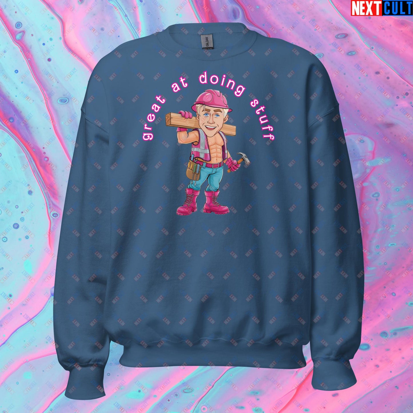 Great at Doing Stuff Ken Barbie Movie Ryan Gosling Funny Unisex Sweatshirt Indigo Blue Sweatshirts Next Cult Brand