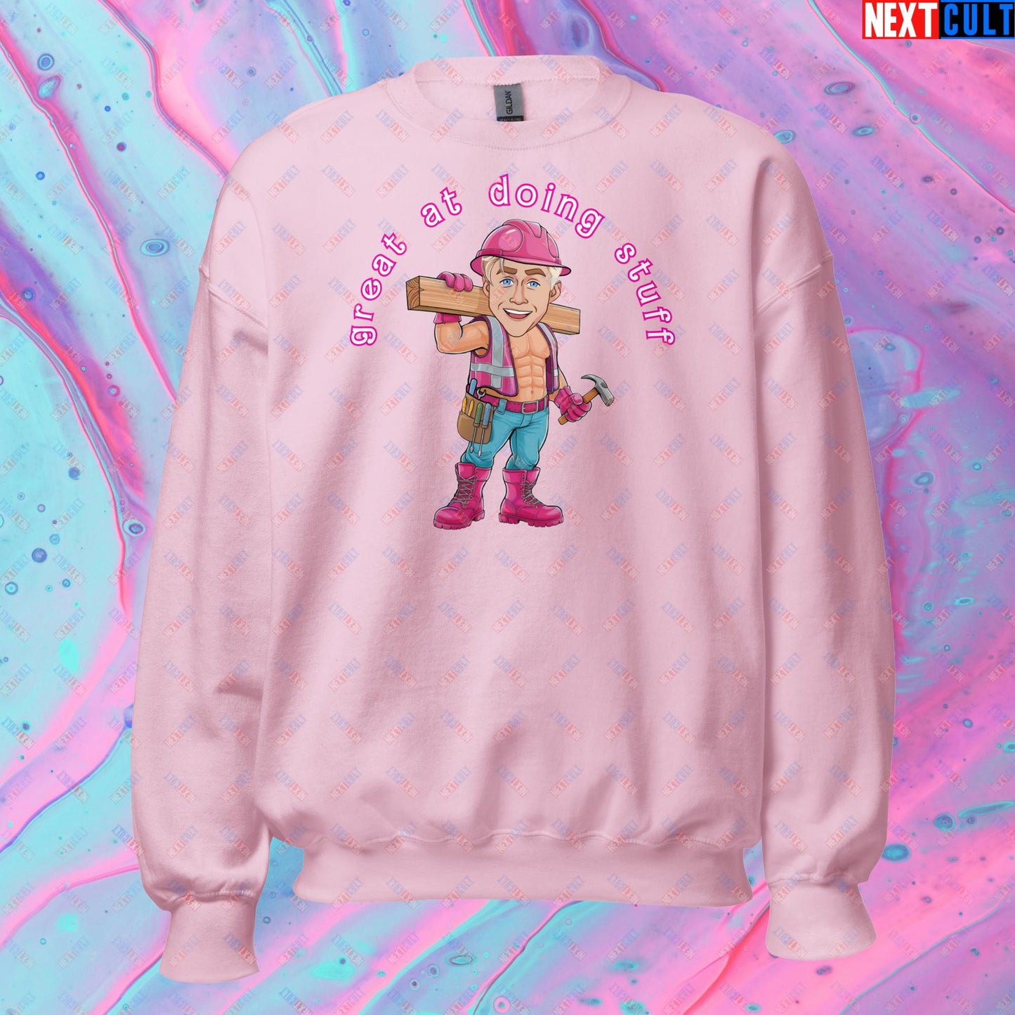Great at Doing Stuff Ken Barbie Movie Ryan Gosling Funny Unisex Sweatshirt Light Pink Sweatshirts Next Cult Brand
