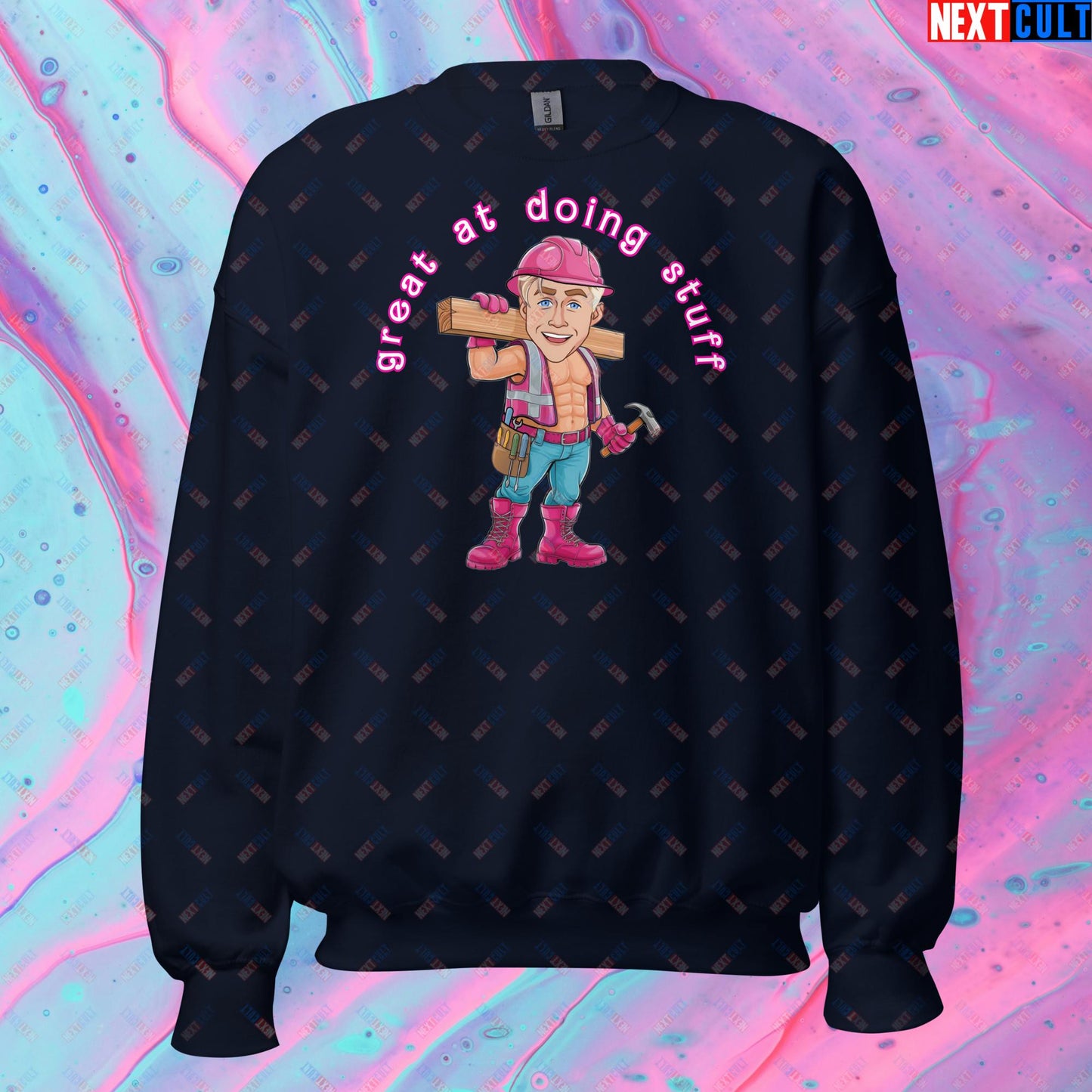Great at Doing Stuff Ken Barbie Movie Ryan Gosling Funny Unisex Sweatshirt Navy Sweatshirts Next Cult Brand