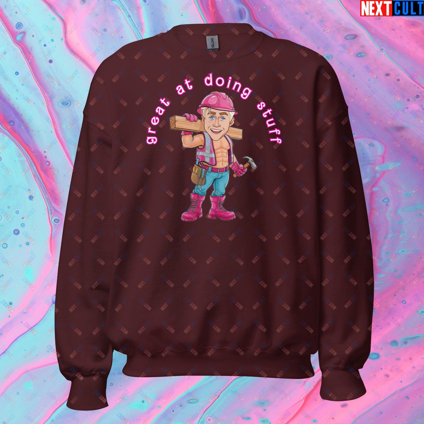 Great at Doing Stuff Ken Barbie Movie Ryan Gosling Funny Unisex Sweatshirt Maroon Sweatshirts Next Cult Brand