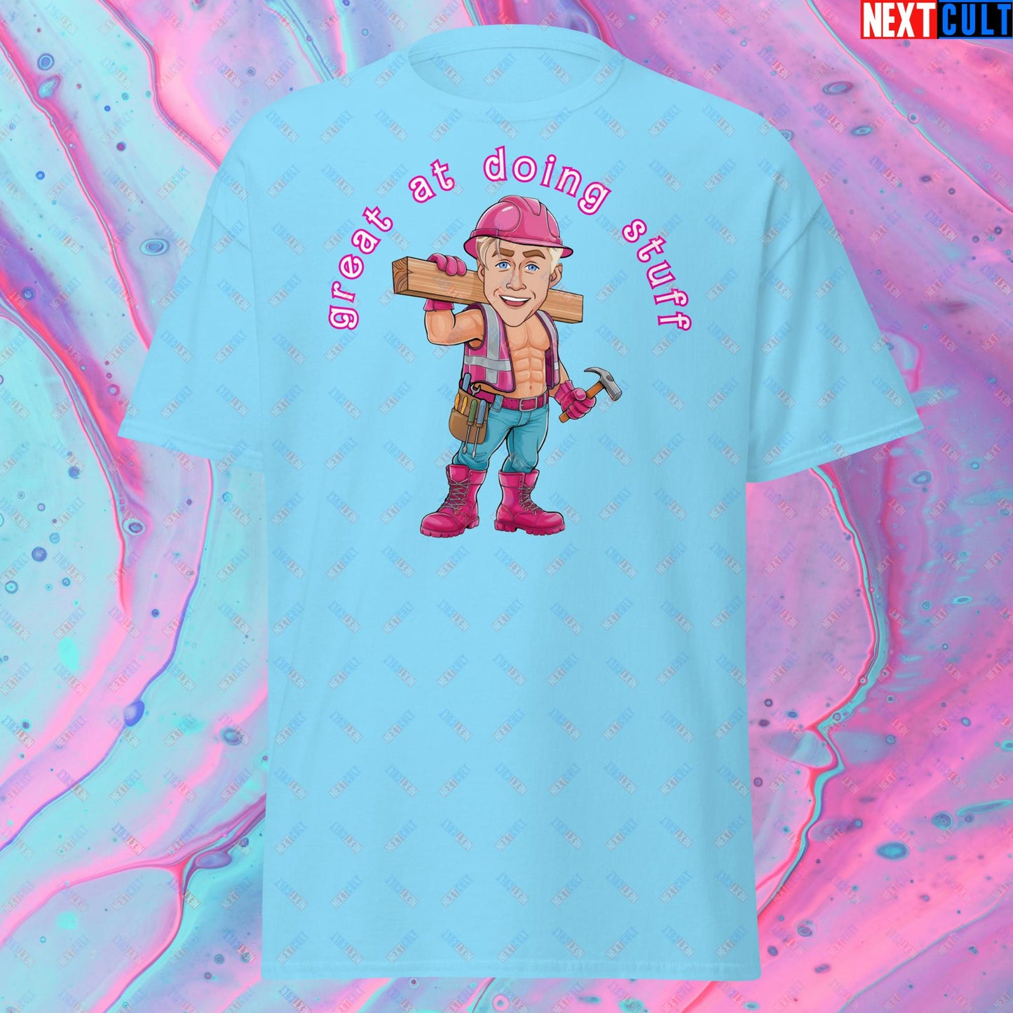 Great at Doing Stuff Ken Barbie Movie Ryan Gosling Funny Unisex tee Sky T-shirts Next Cult Brand