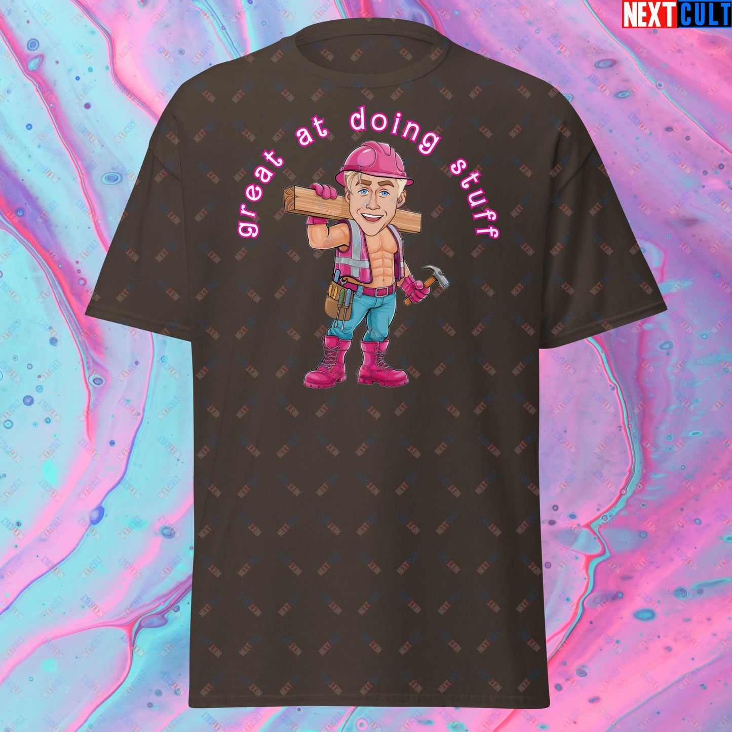 Great at Doing Stuff Ken Barbie Movie Ryan Gosling Funny Unisex tee Dark Chocolate T-shirts Next Cult Brand