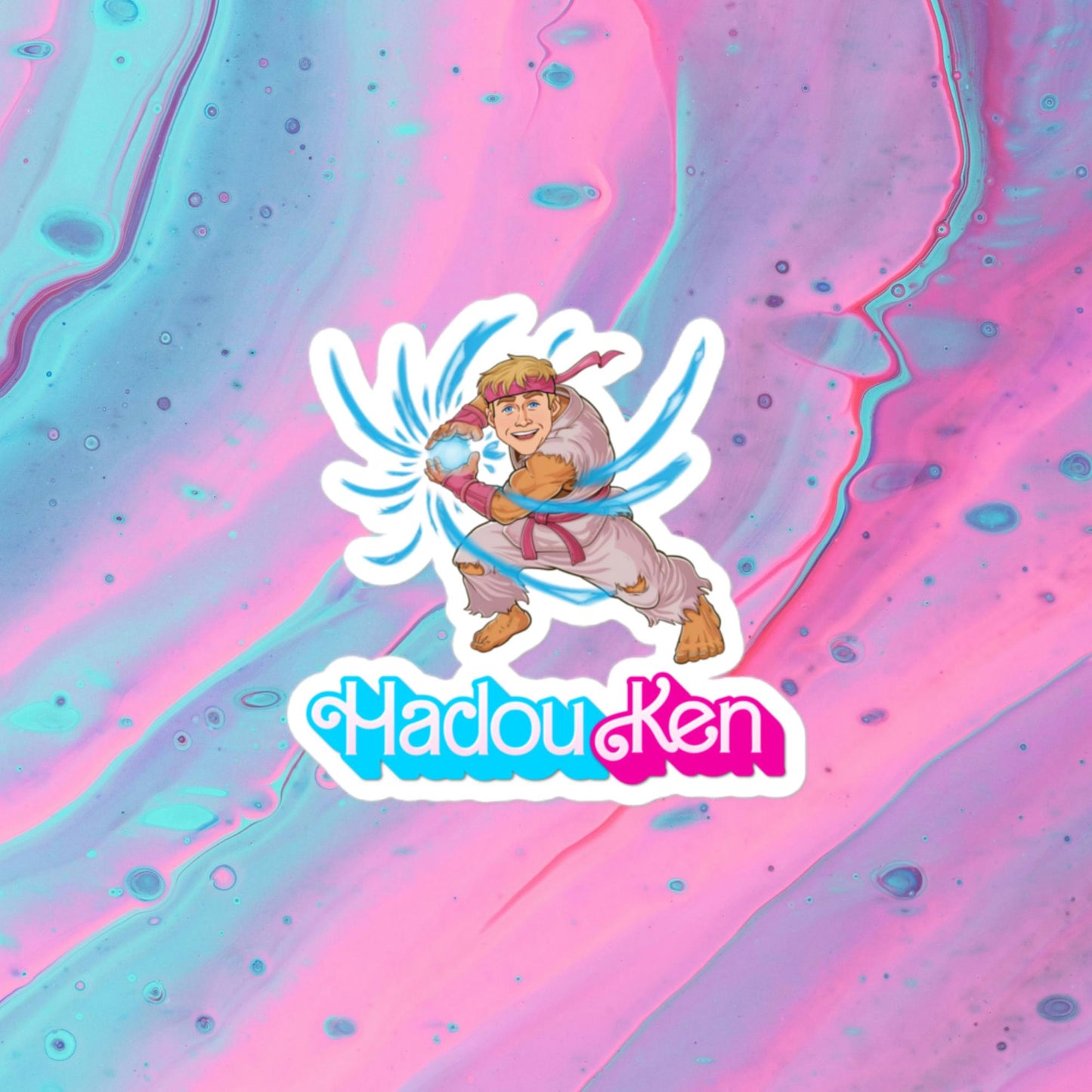 Hadouken Ken Barbie Ryan Gosling Street Fighter Funny Bubble-free stickers 3″×3″ Stickers Barbie Ken Movies Ryan Gosling Street Fighter Video Games Next Cult Brand