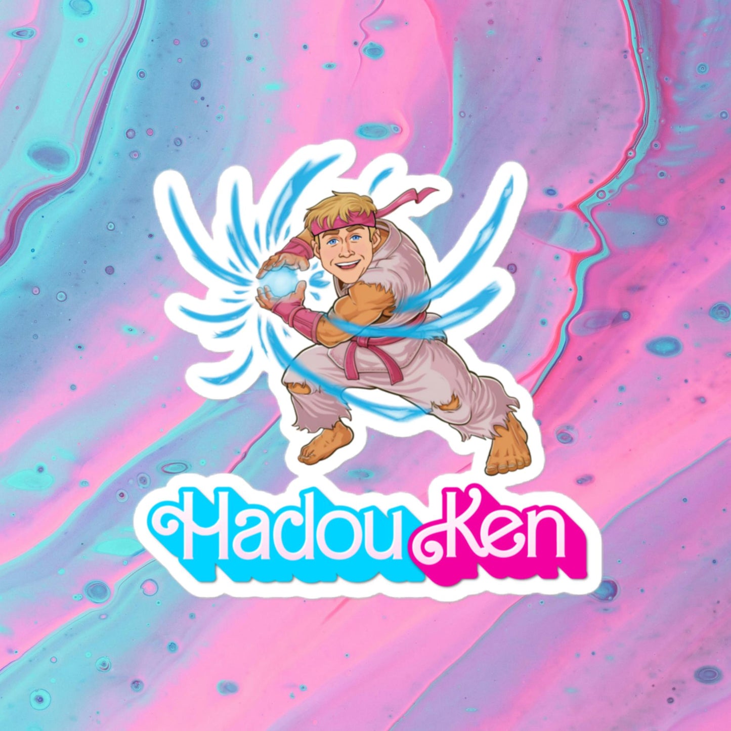 Hadouken Ken Barbie Ryan Gosling Street Fighter Funny Bubble-free stickers 4″×4″ Stickers Barbie Ken Movies Ryan Gosling Street Fighter Video Games Next Cult Brand