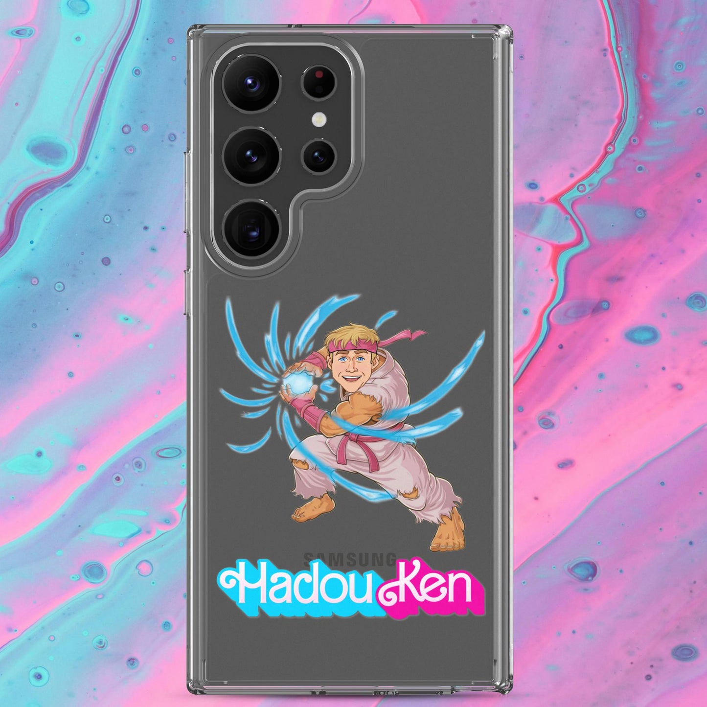 Hadouken Ken Barbie Ryan Gosling Street Fighter Funny Clear Case for Samsung Samsung Galaxy S23 Ultra Mobile Phone Cases Barbie Ken Movies Ryan Gosling Street Fighter Video Games Next Cult Brand