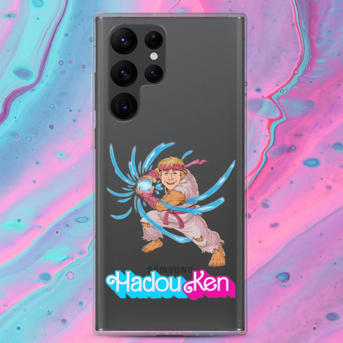 Hadouken Ken Barbie Ryan Gosling Street Fighter Funny Clear Case for Samsung Samsung Galaxy S22 Ultra Mobile Phone Cases Barbie Ken Movies Ryan Gosling Street Fighter Video Games Next Cult Brand