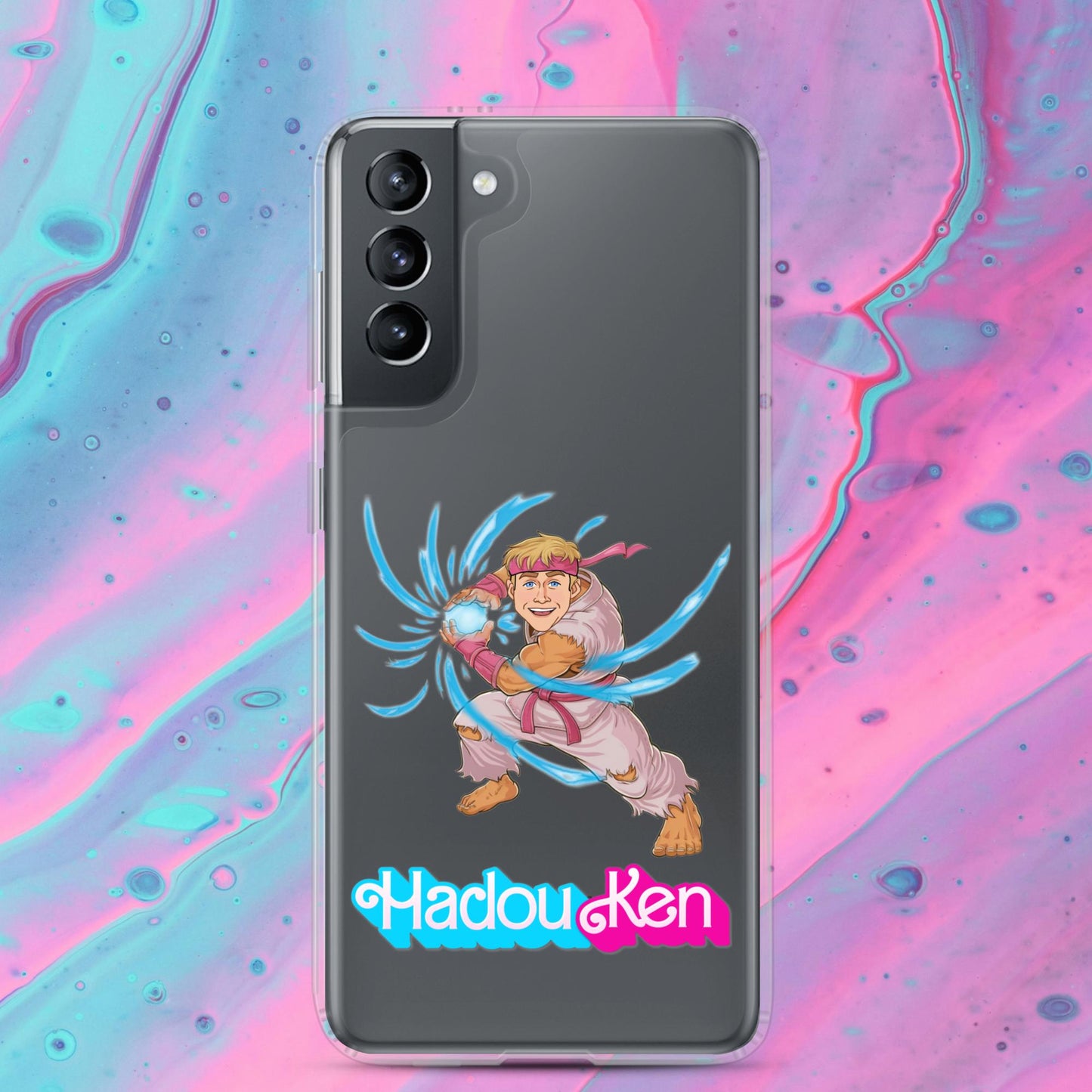 Hadouken Ken Barbie Ryan Gosling Street Fighter Funny Clear Case for Samsung Samsung Galaxy S21 Mobile Phone Cases Barbie Ken Movies Ryan Gosling Street Fighter Video Games Next Cult Brand