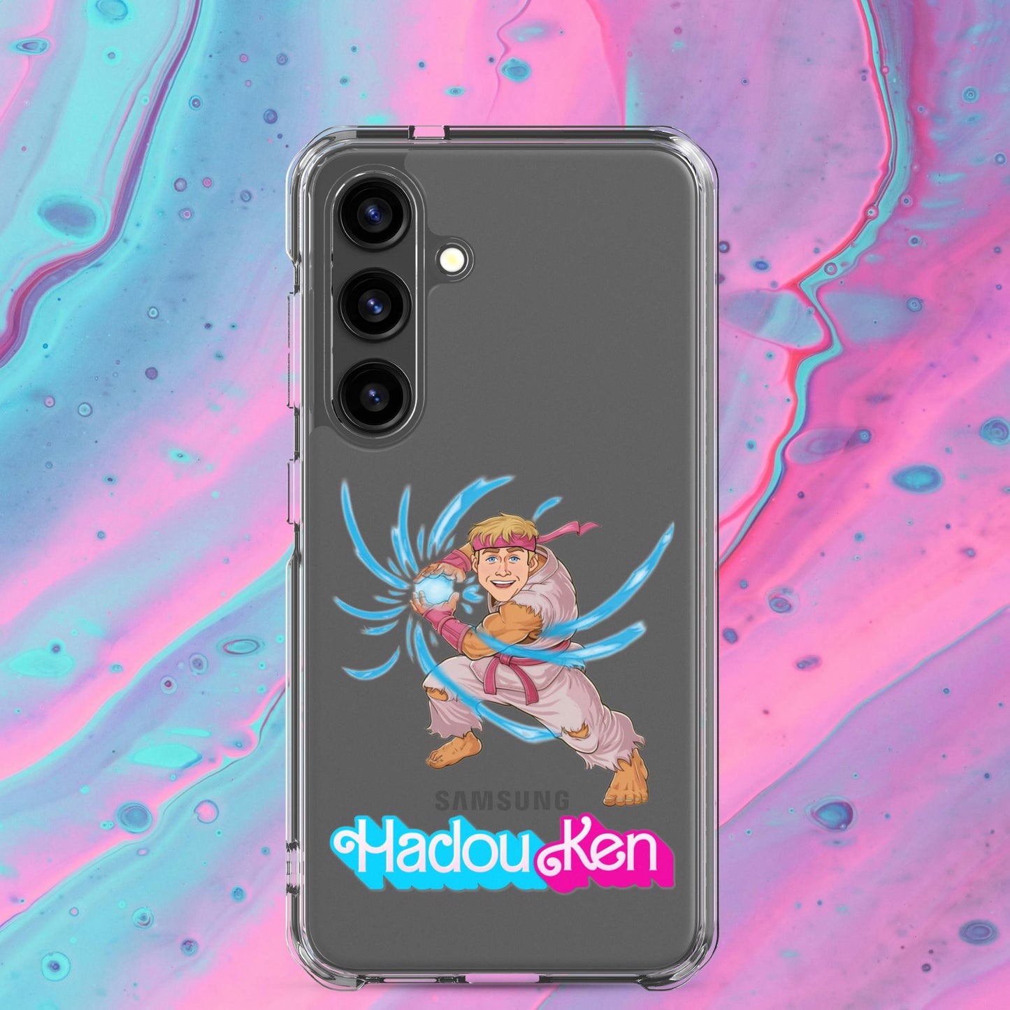 Hadouken Ken Barbie Ryan Gosling Street Fighter Funny Clear Case for Samsung Samsung Galaxy S24 Mobile Phone Cases Barbie Ken Movies Ryan Gosling Street Fighter Video Games Next Cult Brand