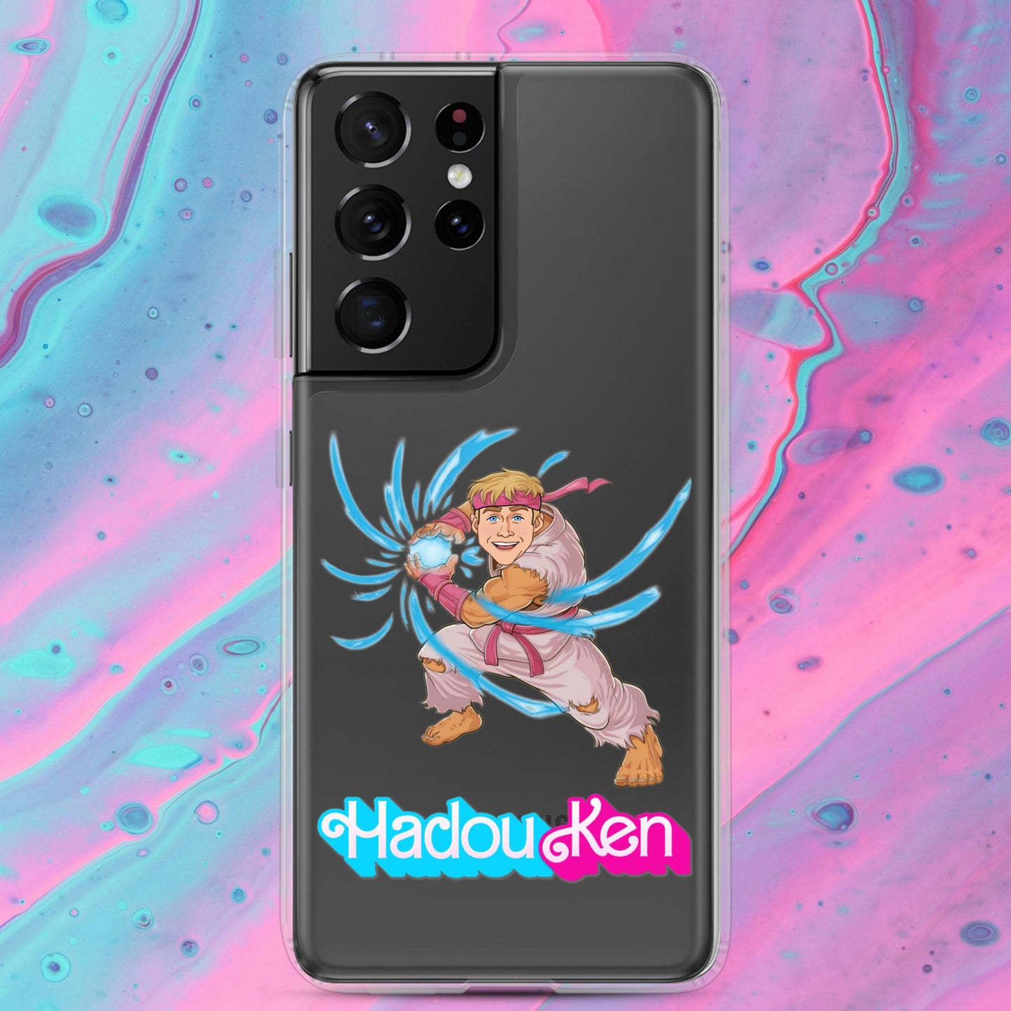 Hadouken Ken Barbie Ryan Gosling Street Fighter Funny Clear Case for Samsung Samsung Galaxy S21 Ultra Mobile Phone Cases Barbie Ken Movies Ryan Gosling Street Fighter Video Games Next Cult Brand