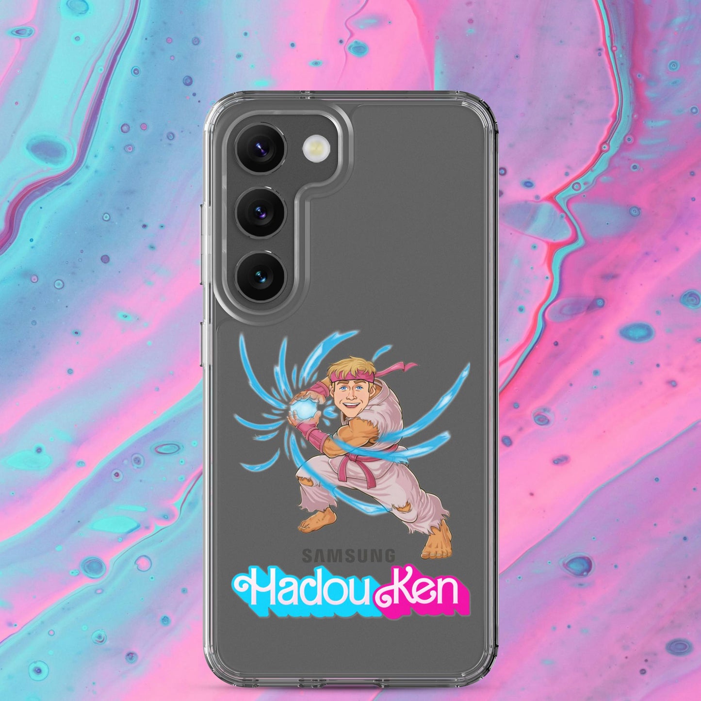 Hadouken Ken Barbie Ryan Gosling Street Fighter Funny Clear Case for Samsung Samsung Galaxy S23 Mobile Phone Cases Barbie Ken Movies Ryan Gosling Street Fighter Video Games Next Cult Brand