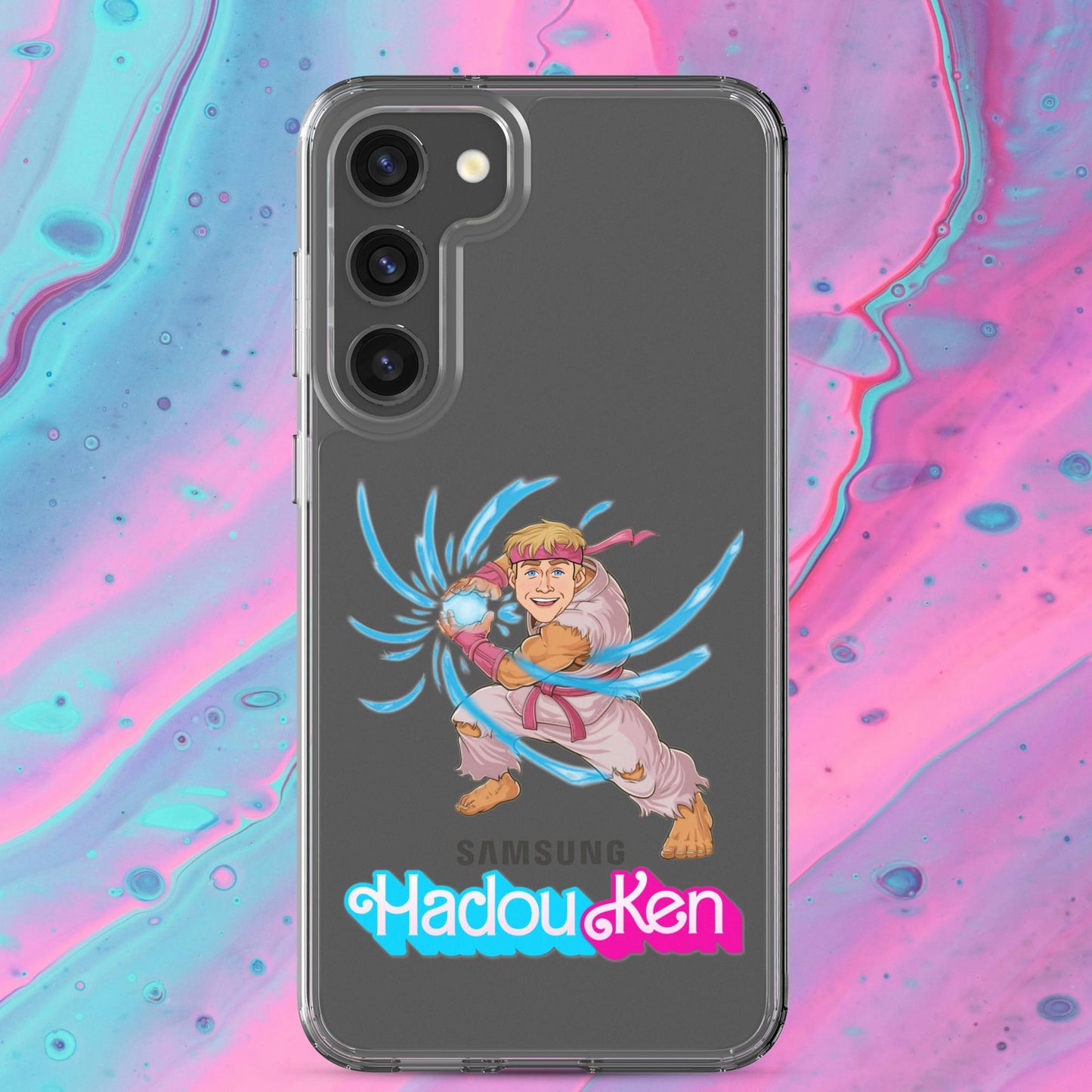 Hadouken Ken Barbie Ryan Gosling Street Fighter Funny Clear Case for Samsung Samsung Galaxy S23 Plus Mobile Phone Cases Barbie Ken Movies Ryan Gosling Street Fighter Video Games Next Cult Brand