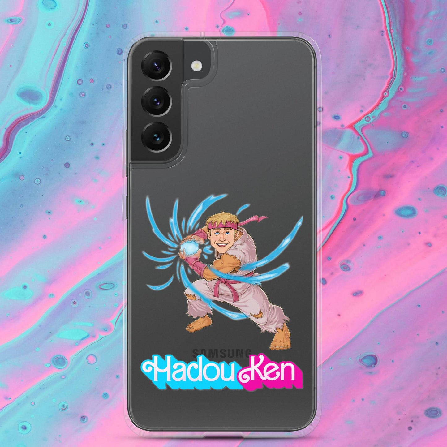 Hadouken Ken Barbie Ryan Gosling Street Fighter Funny Clear Case for Samsung Samsung Galaxy S22 Plus Mobile Phone Cases Barbie Ken Movies Ryan Gosling Street Fighter Video Games Next Cult Brand