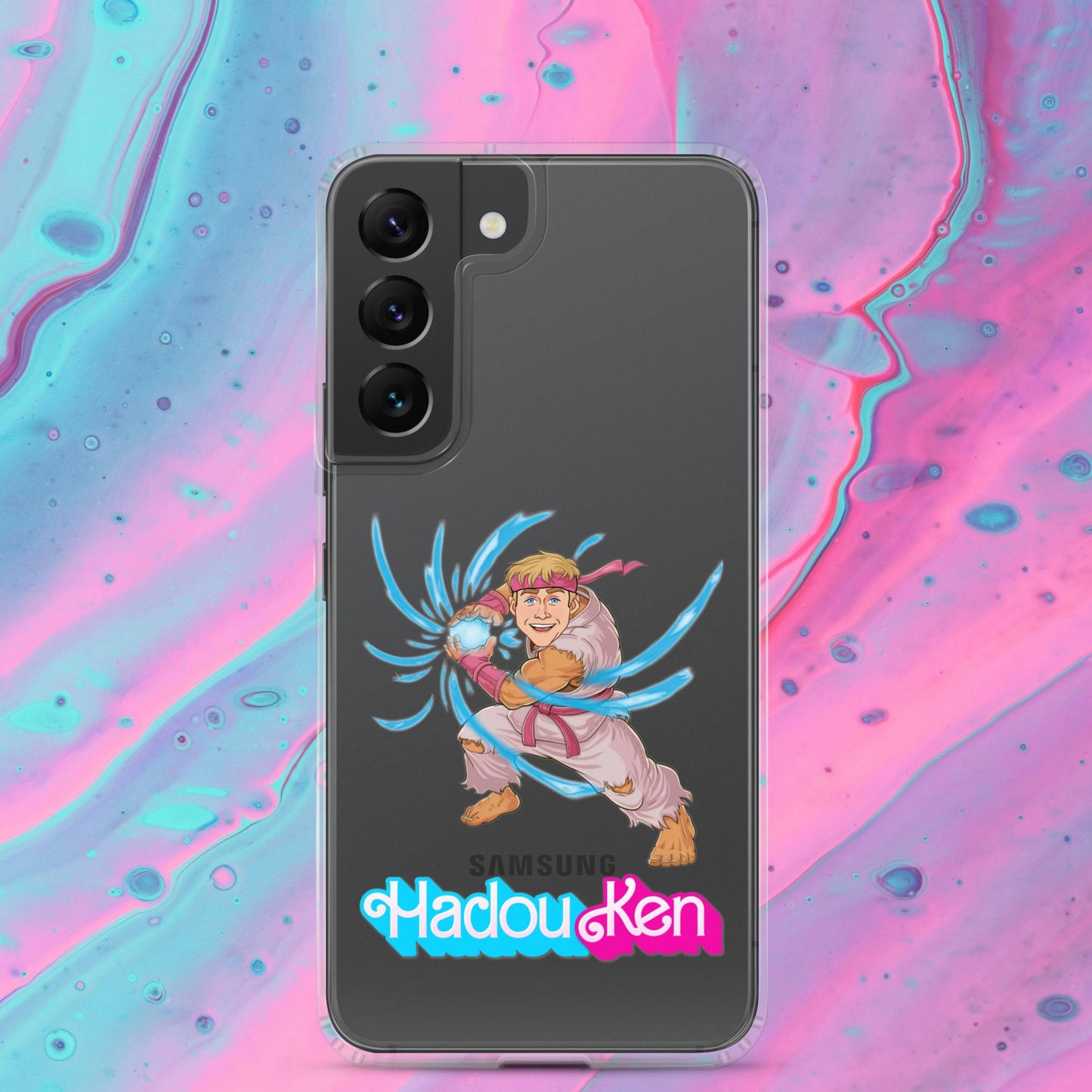 Hadouken Ken Barbie Ryan Gosling Street Fighter Funny Clear Case for Samsung Samsung Galaxy S22 Mobile Phone Cases Barbie Ken Movies Ryan Gosling Street Fighter Video Games Next Cult Brand