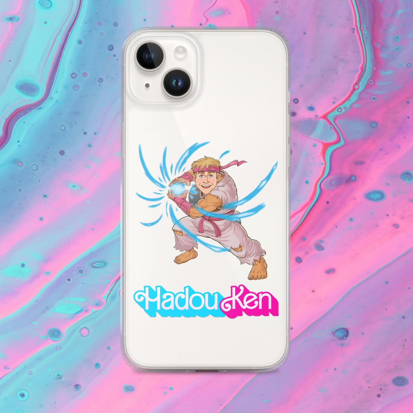 Hadouken Ken Barbie Ryan Gosling Street Fighter Funny Clear Case for iPhone iPhone 14 Plus Mobile Phone Cases Barbie Ken Movies Ryan Gosling Street Fighter Video Games Next Cult Brand